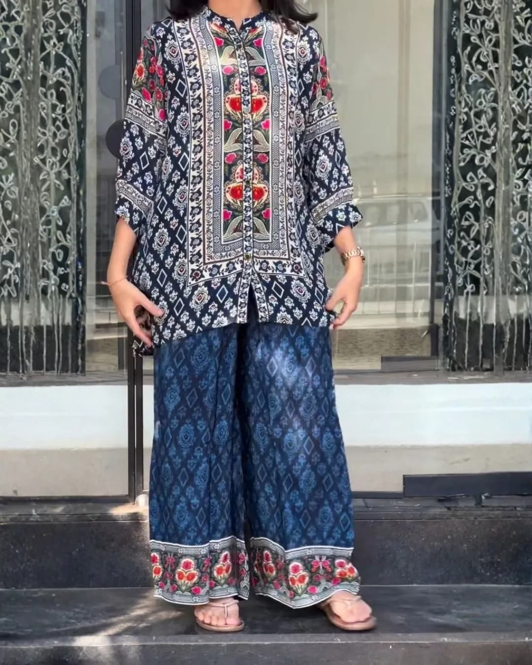 Women's Pure Natural Crepe Co-Ord Set with Top & Palazzo alternate view