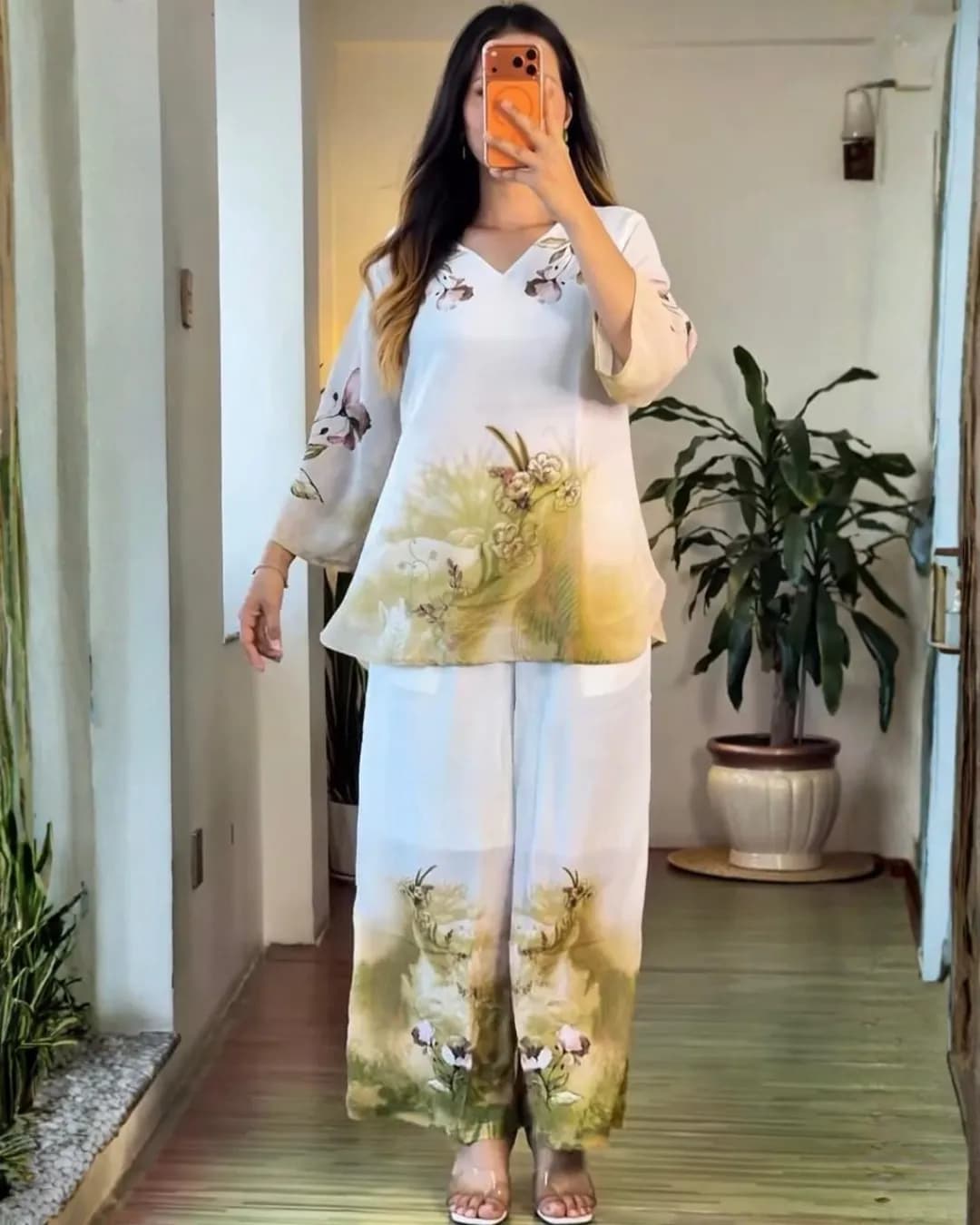 Women's Premium Mul Cotton Digital Floral Printed Kurta Pant Co-Ord Set