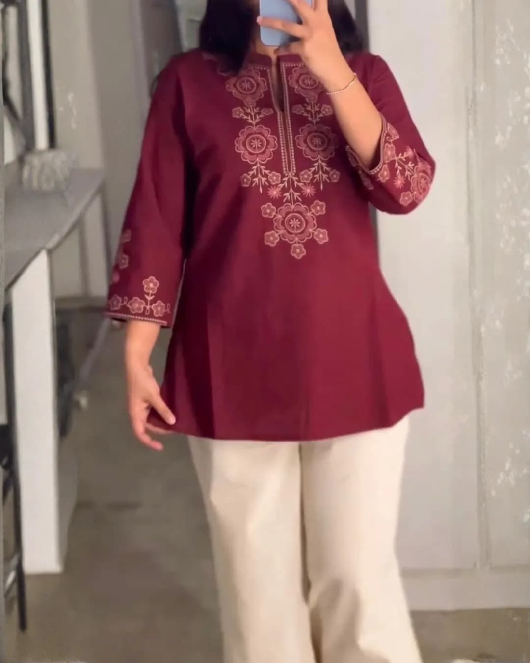 Women's Premium Cotton Flex Embroidered Co-Ord Set with Matching Pant alternate view