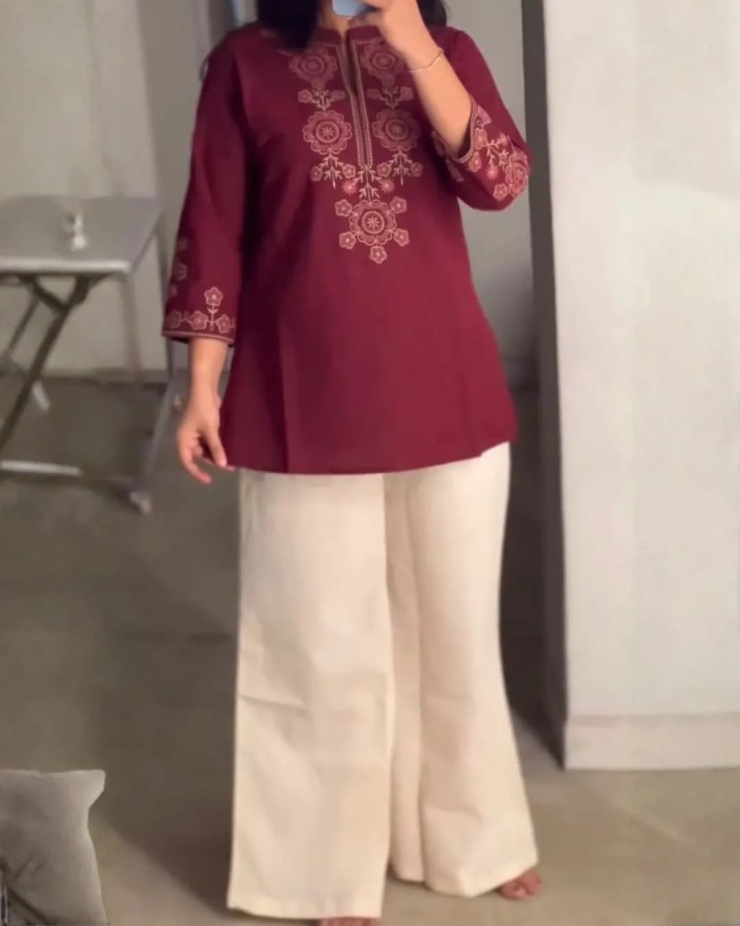 Women's Premium Cotton Flex Embroidered Co-Ord Set with Matching Pant