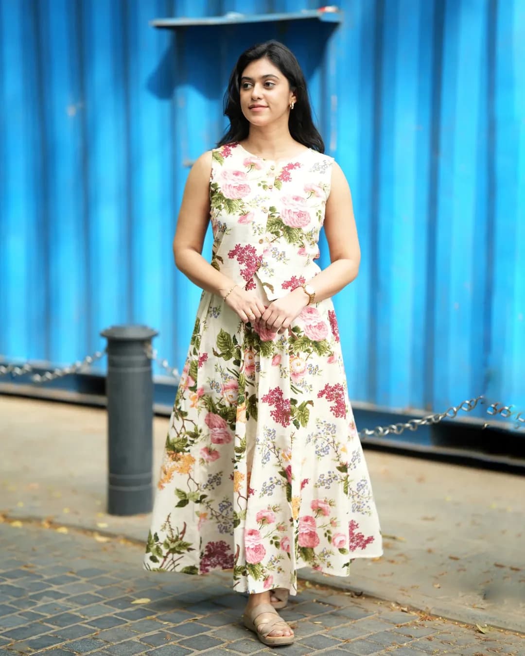 Pure Cotton Floral Top & Skirt Co-Ord Set