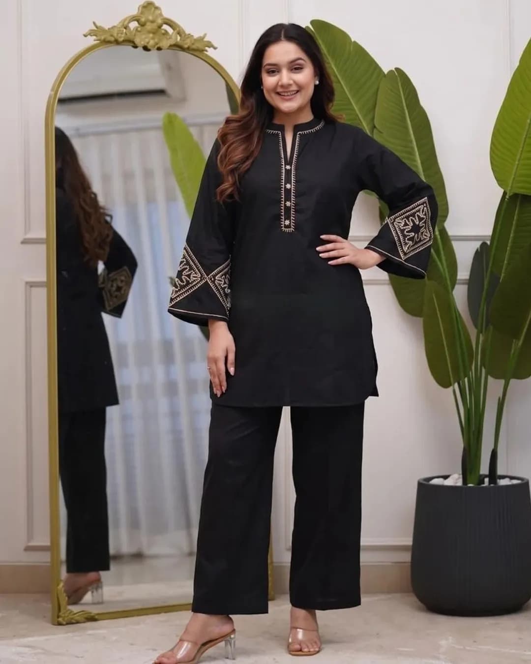 Women's Premium Cotton Embroidered Co-Ord Set