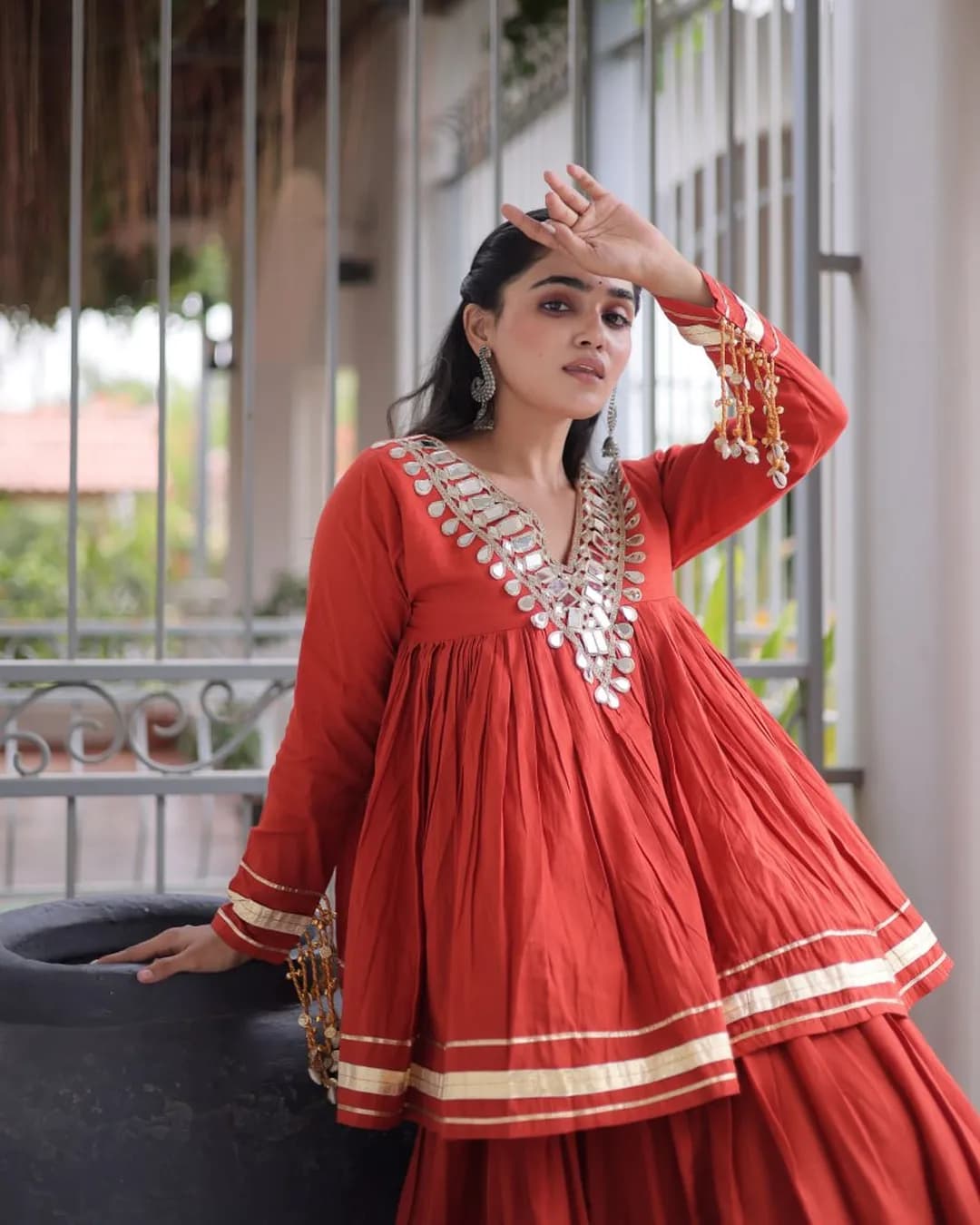 Women's Navratri 2026 Kora Cotton Lehenga Choli with Zari, Gota Patti & Real Mirror Work alternate view
