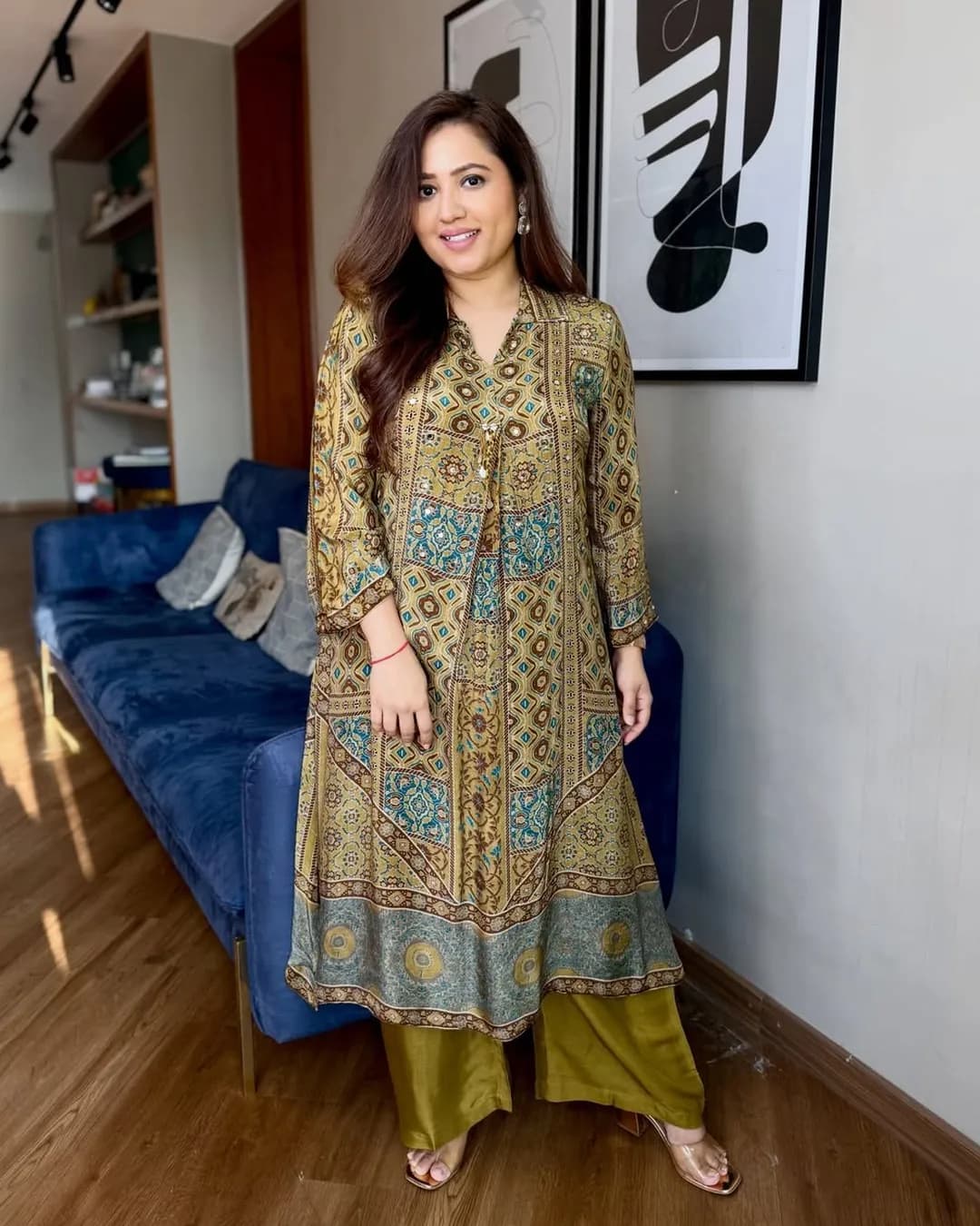 New Arrival Pure Natural Crepe Ajrakh Print Co-Ord Set