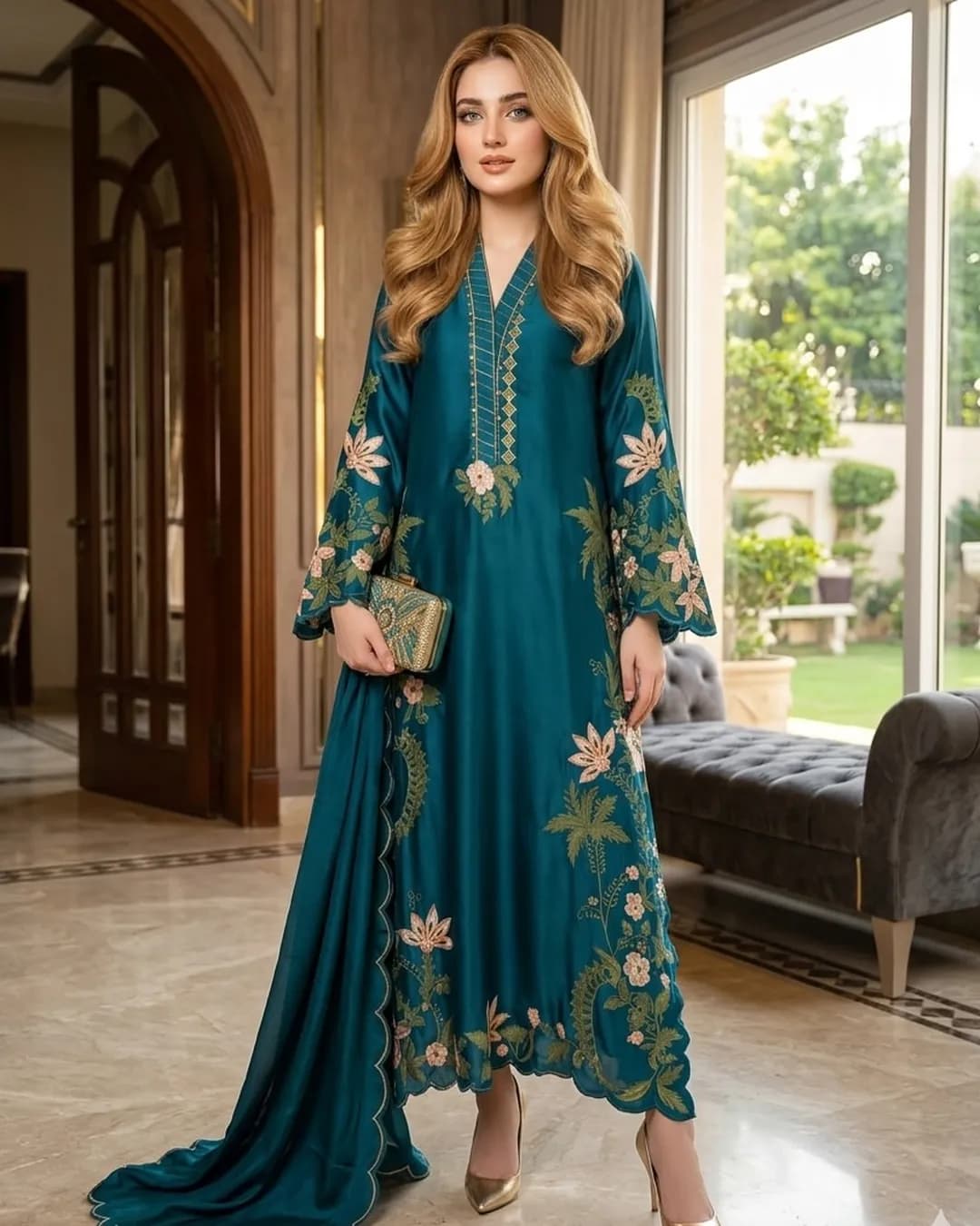 New Designer Heavy Embroidery Thread Work 3-Piece Suit Set alternate view