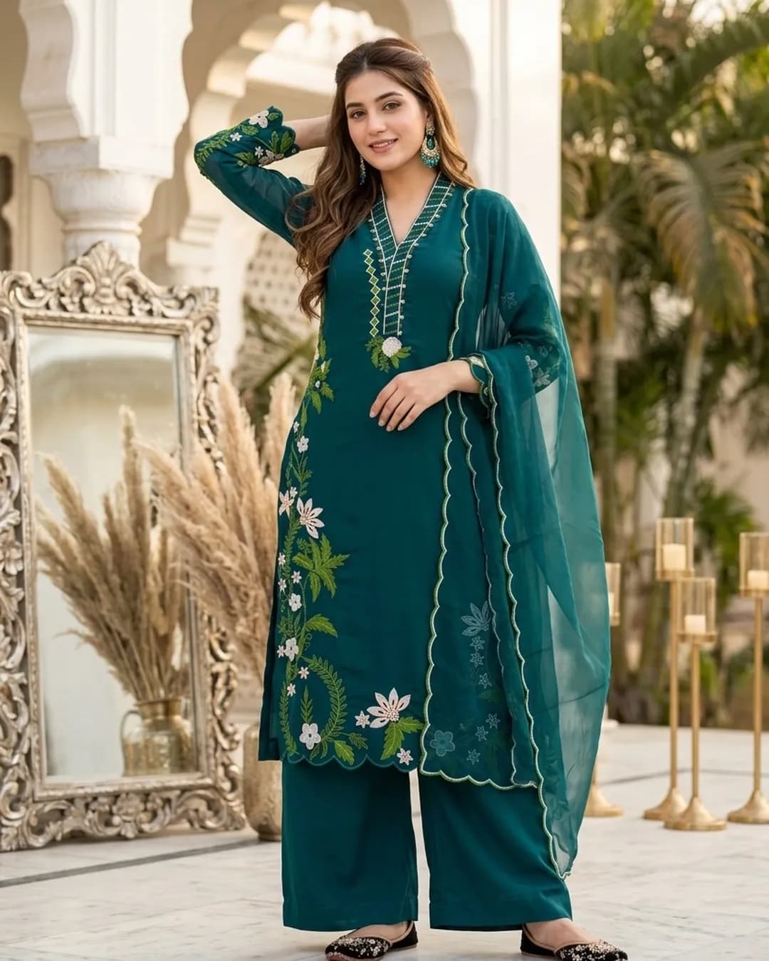 New Designer Heavy Embroidery Thread Work 3-Piece Suit Set