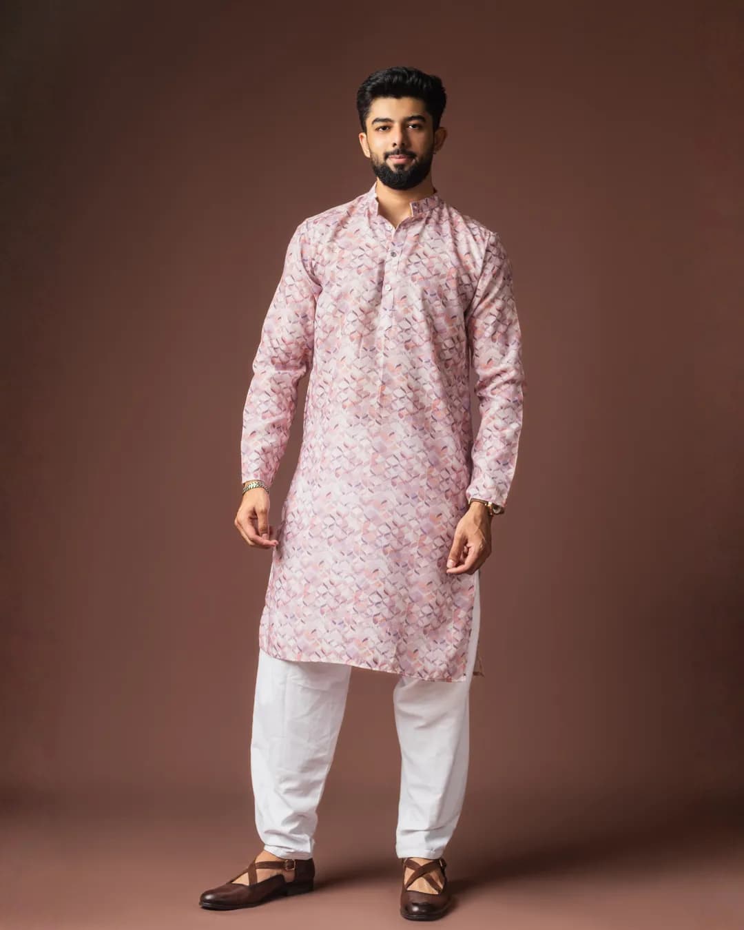 Premium Men’s Festive Wear Blended Linen Kurta with Cotton Bottom Set