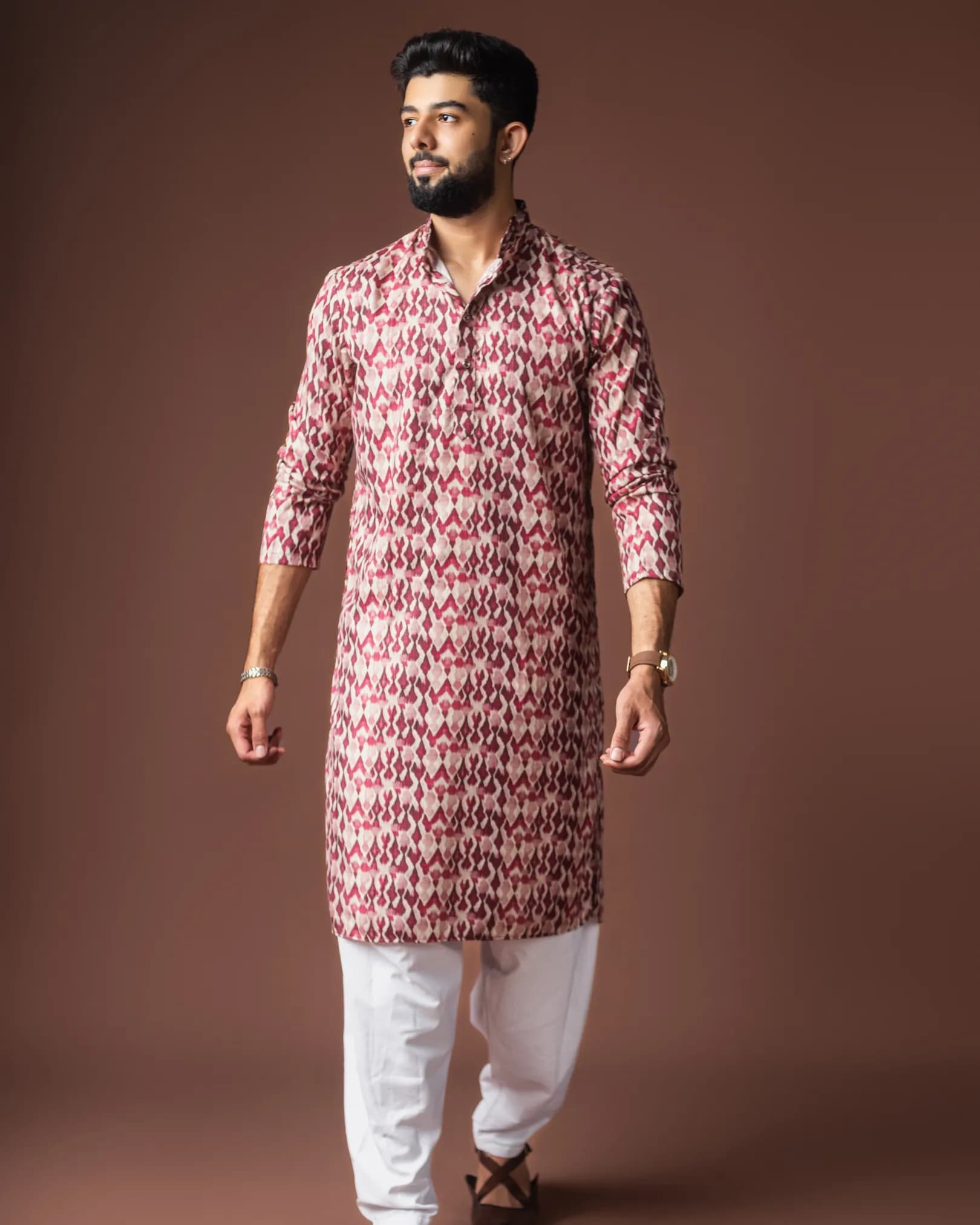 Premium Men’s Festive Wear Blended Linen Kurta with Cotton Bottom Set