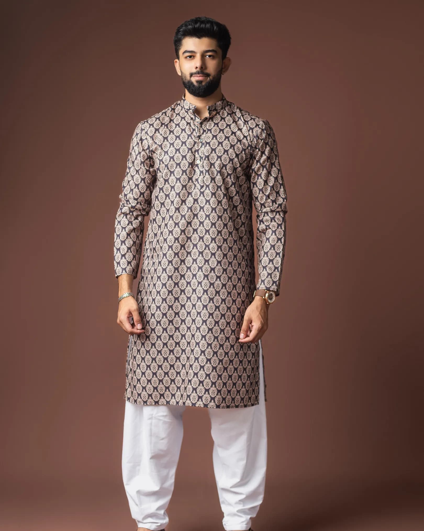 Premium Men’s Festive Wear Blended Linen Kurta with Cotton Bottom Set