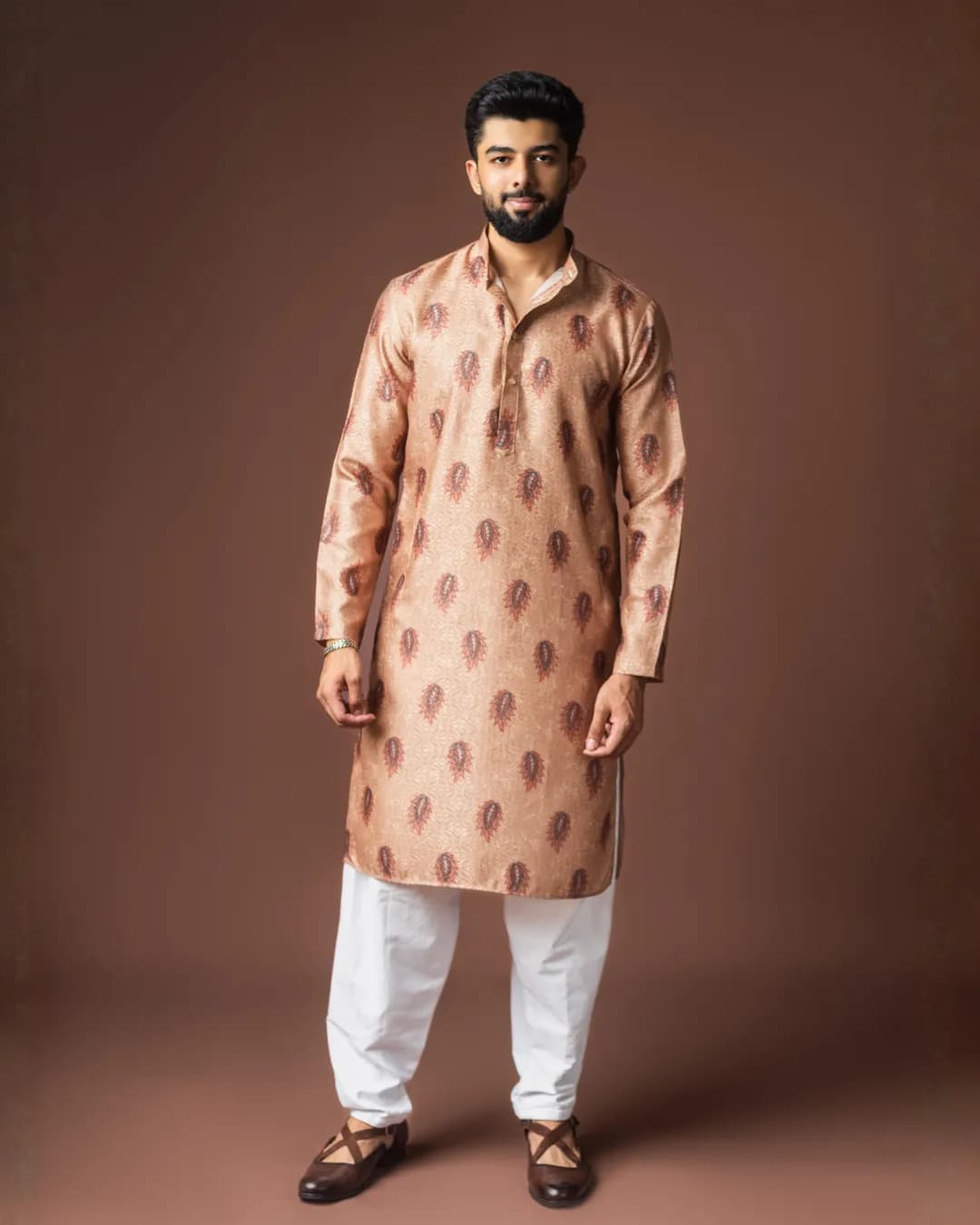Premium Men’s Festive Wear Blended Linen Kurta with Cotton Bottom Set