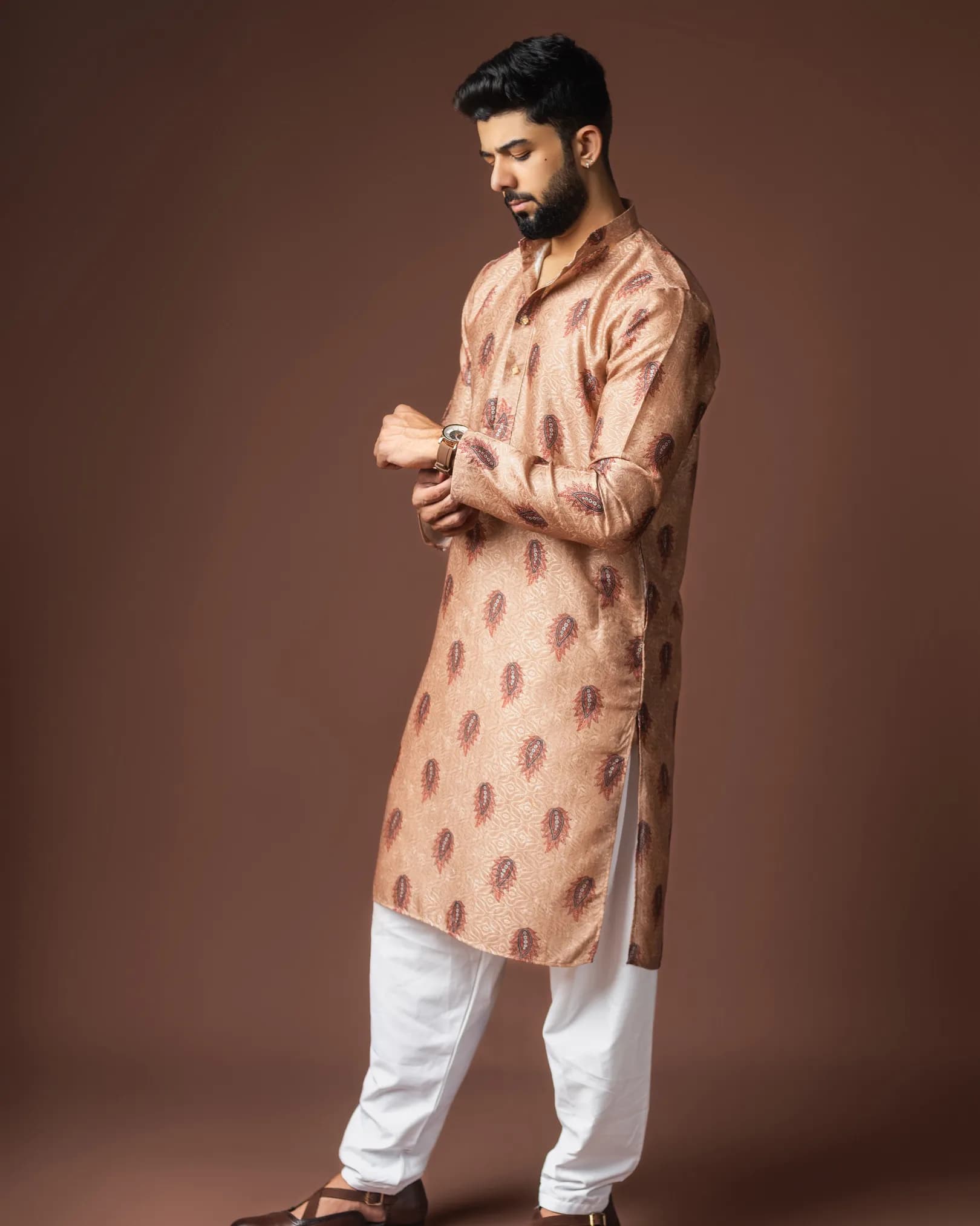 Premium Men’s Festive Wear Blended Linen Kurta with Cotton Bottom Set alternate view