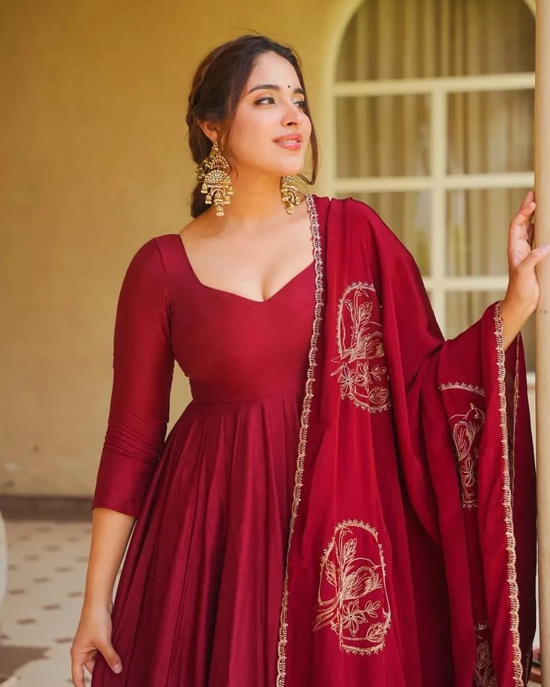 New Designer Heavy Roman Silk Anarkali Suit Set alternate view