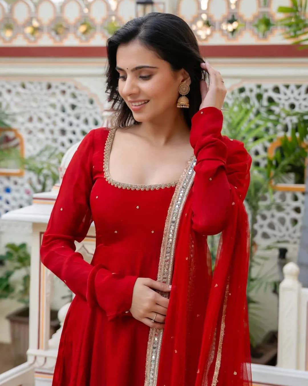 Designer Faux Georgette 7 Meter Flare Anarkali Set alternate view