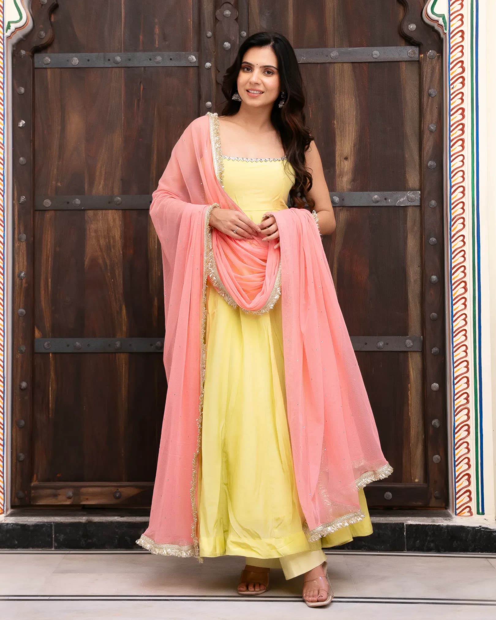 Designer Faux Georgette 7-Meter Flair Anarkali Set