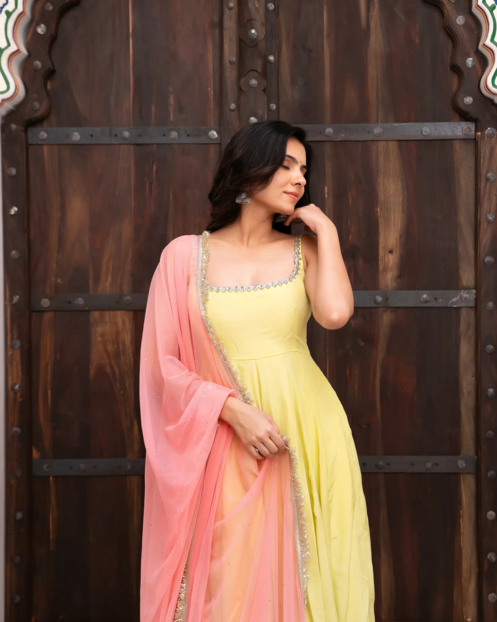 Designer Faux Georgette 7-Meter Flair Anarkali Set alternate view