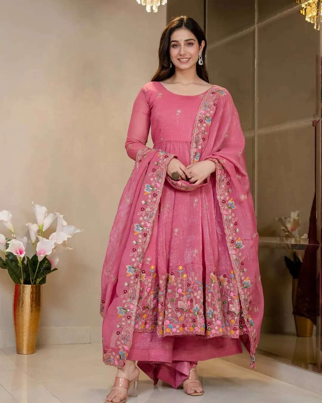Trending Soft Crunchy Silk Anarkali Suit Set – Premium 3-Piece Ethnic Wear