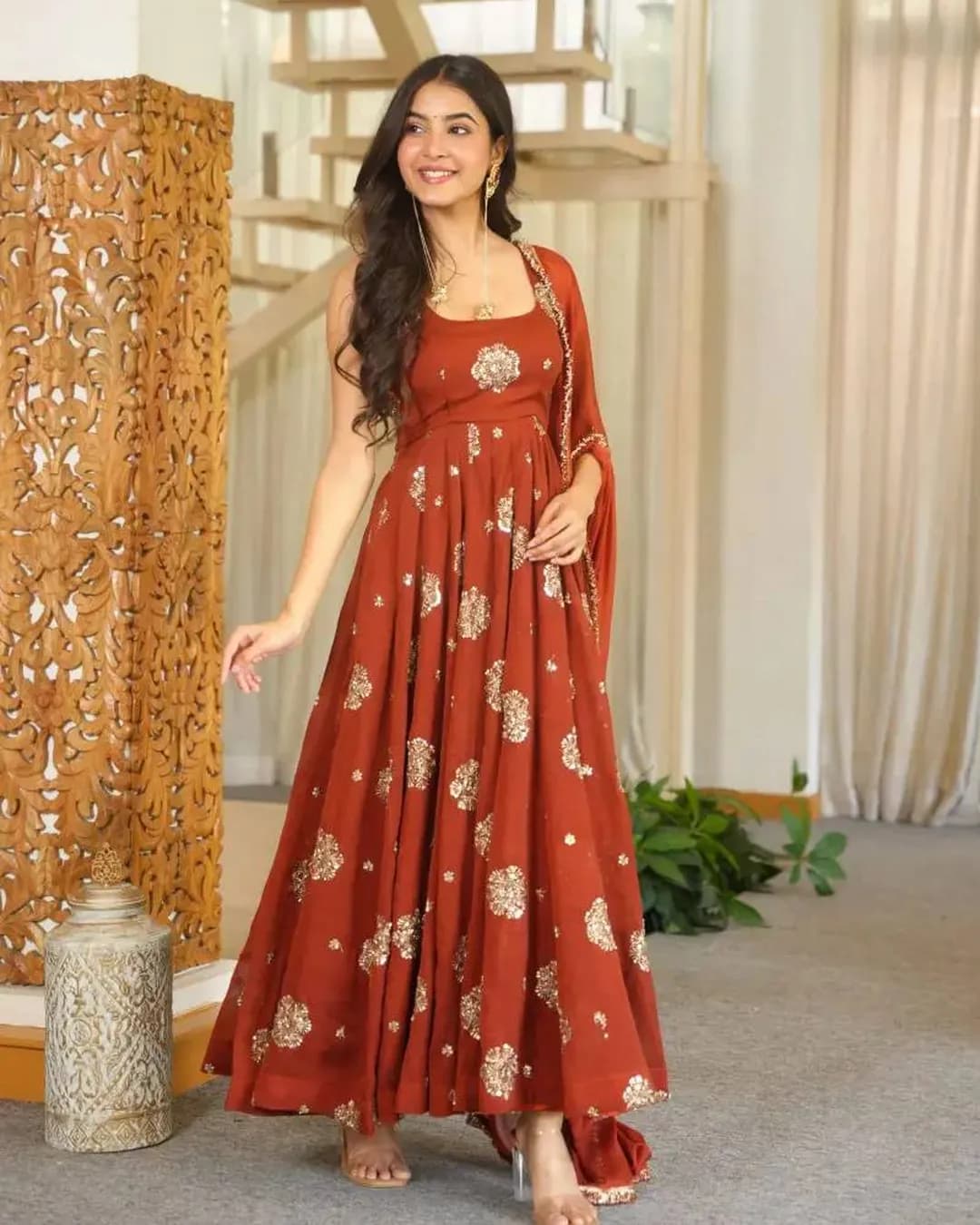 Designer Karishma Silk Anarkali 3-Piece Set