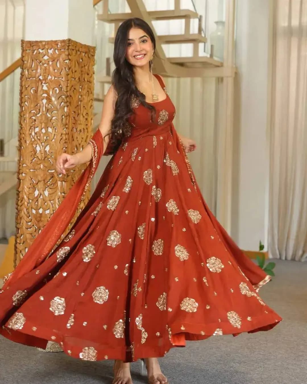 Designer Karishma Silk Anarkali 3-Piece Set alternate view