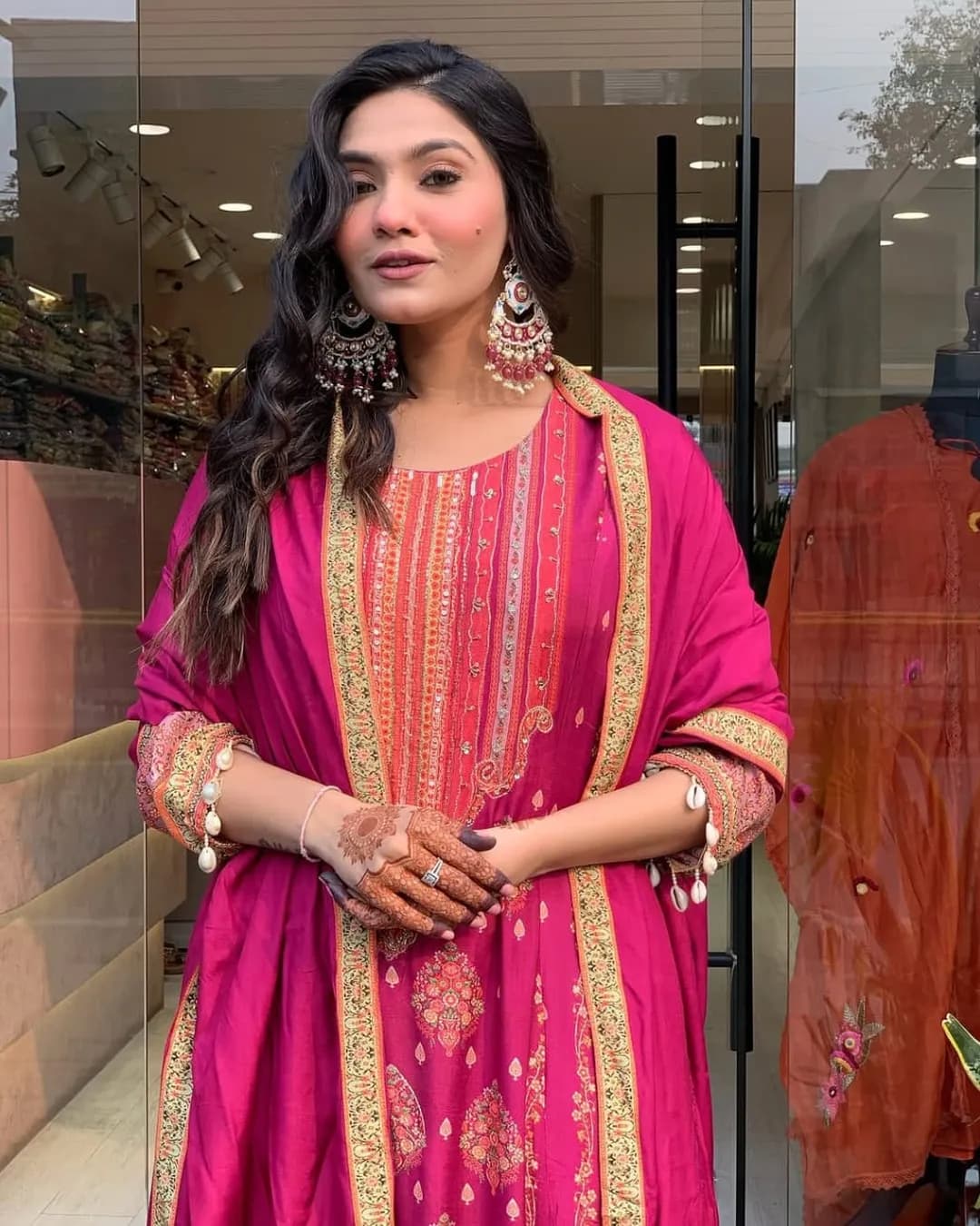 Premium Pakistani Reshmi Pink Ready-Made Suit Set alternate view