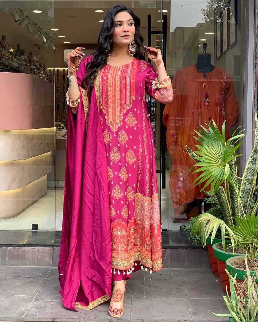 Premium Pakistani Reshmi Pink Ready-Made Suit Set