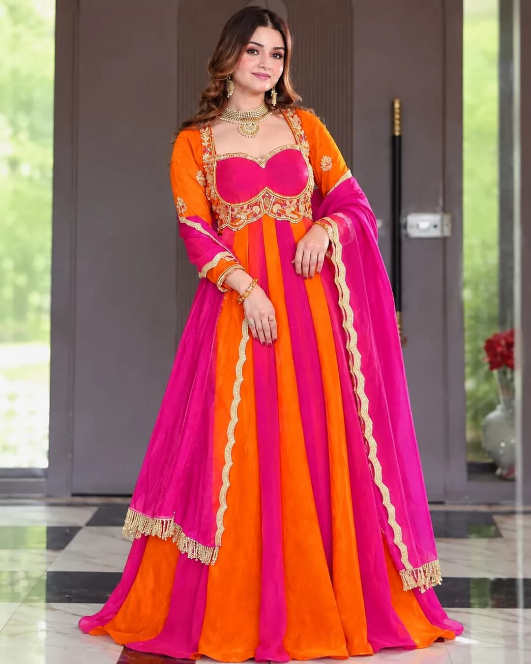 New Designer Heavy Fandy Silk Anarkali Suit