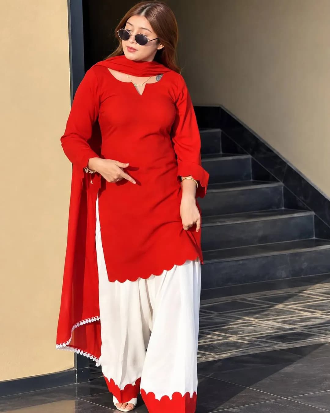 Festive Special – Premium Pure Mull Chanderi Top, Palazzo & Dupatta Set