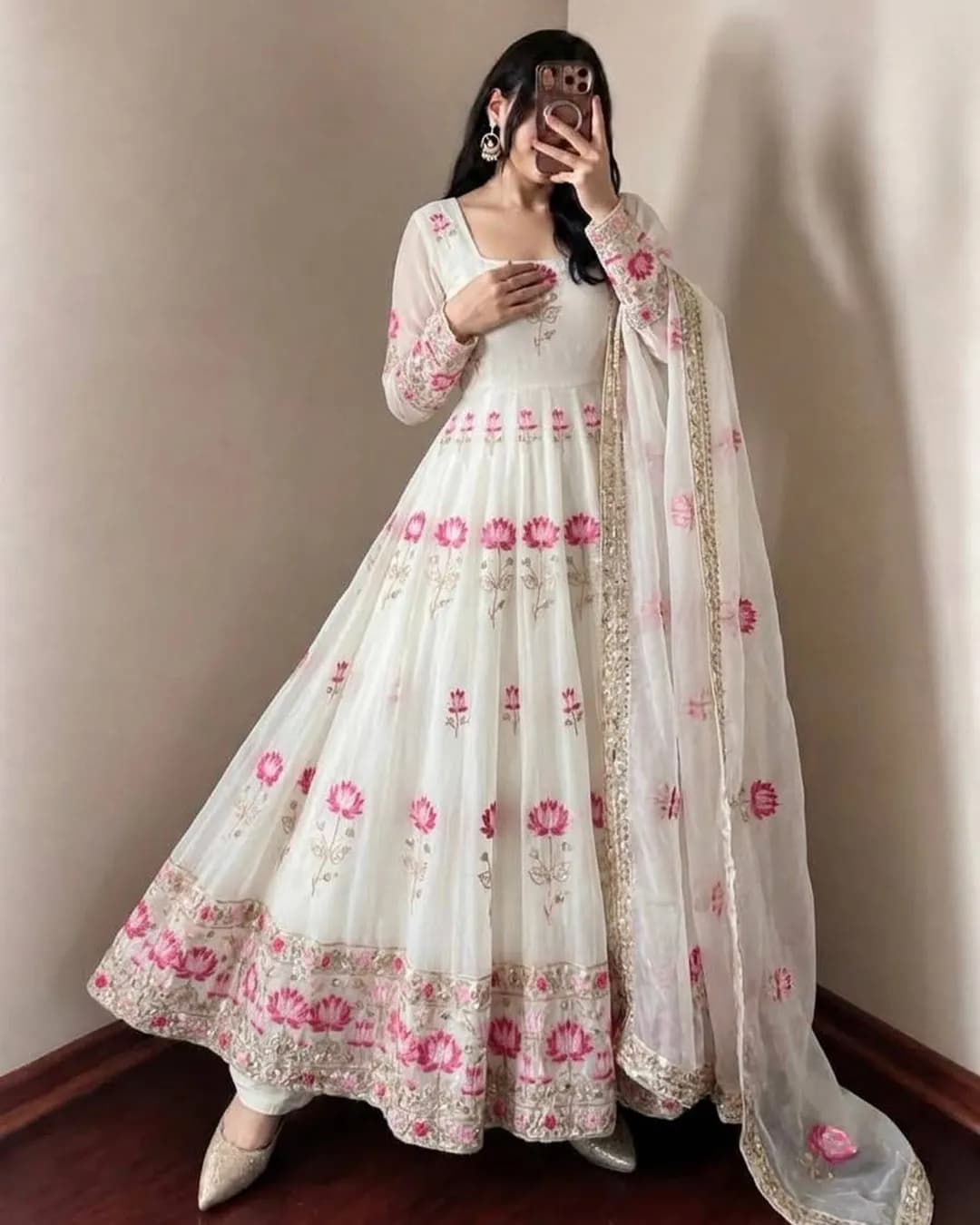 Festive Trending Designer Fendy Silk Gown Set