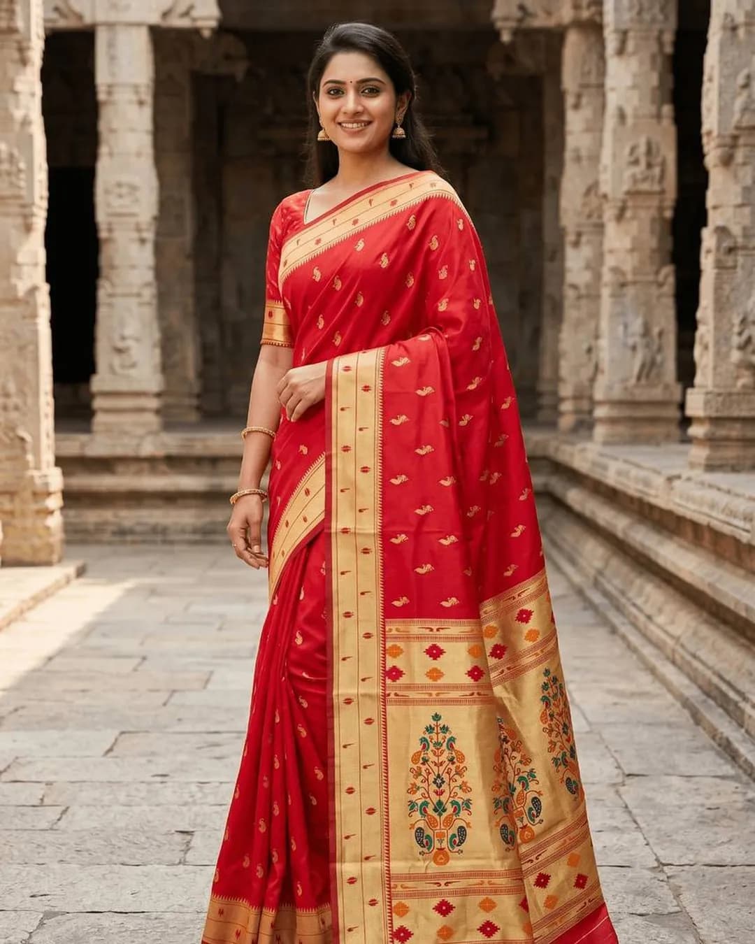 Premium Paithani Silk Gold Zari Meenakari Saree alternate view