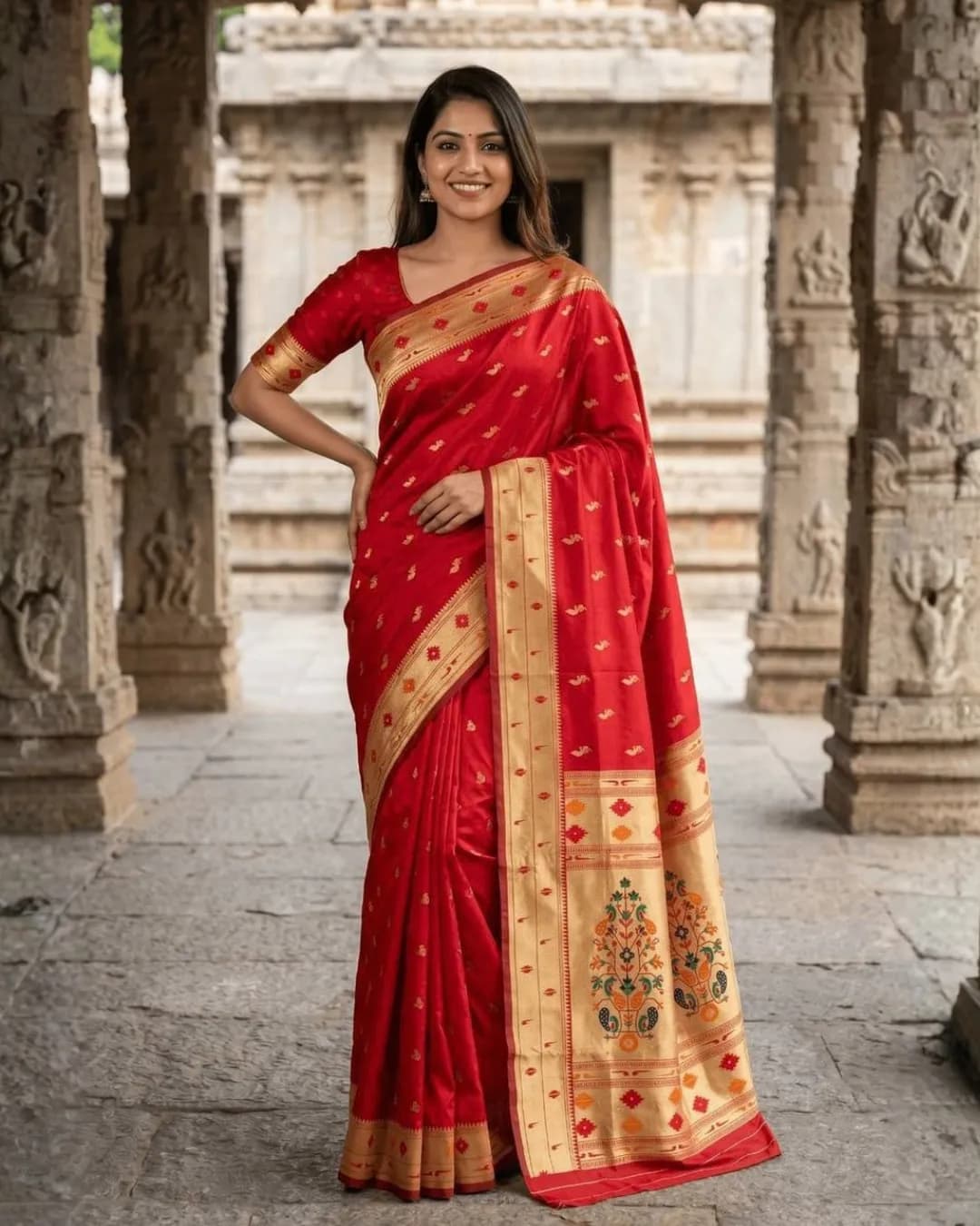 Premium Paithani Silk Gold Zari Meenakari Saree