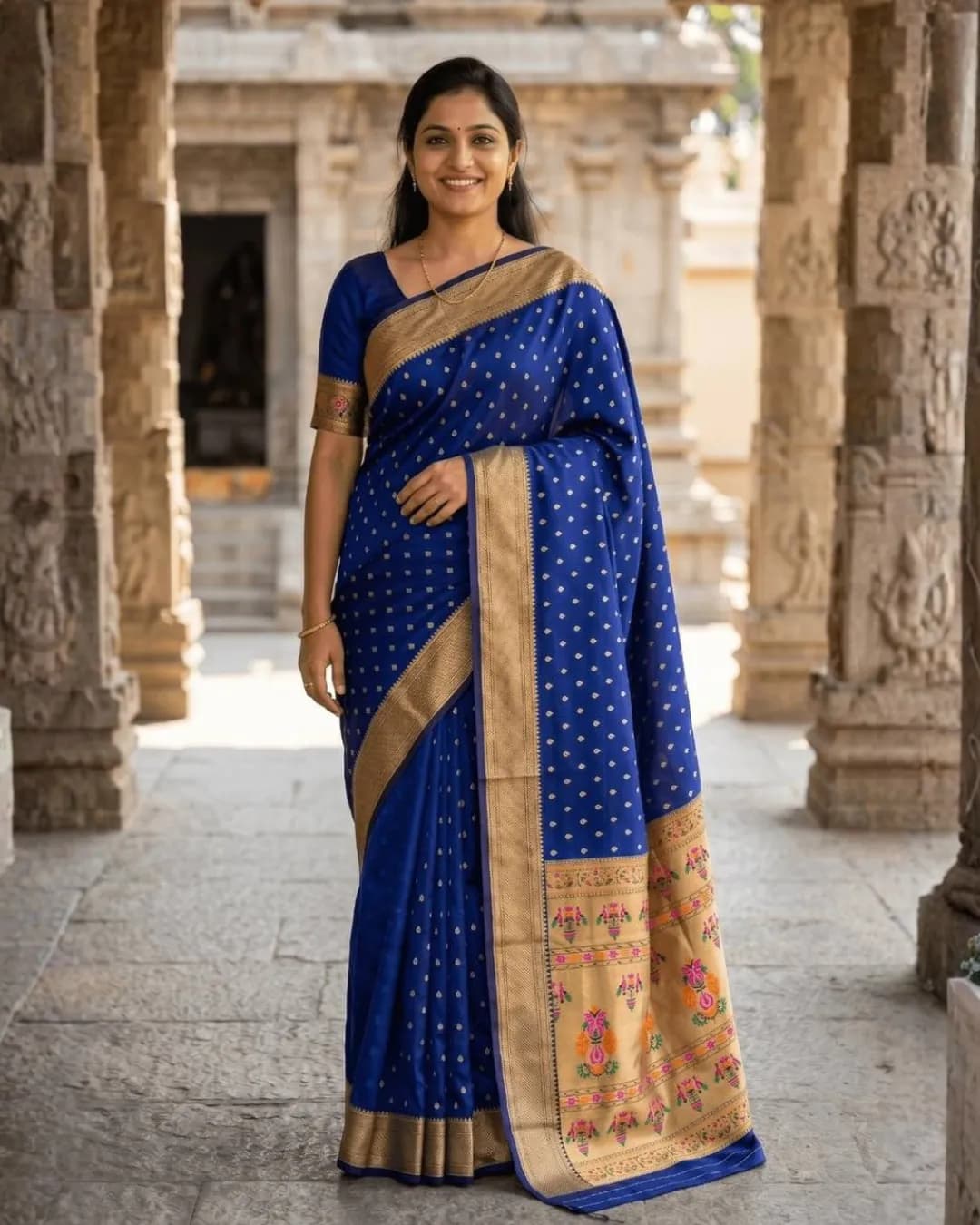 Premium Paithani Silk Gold Zari Meenakari Saree