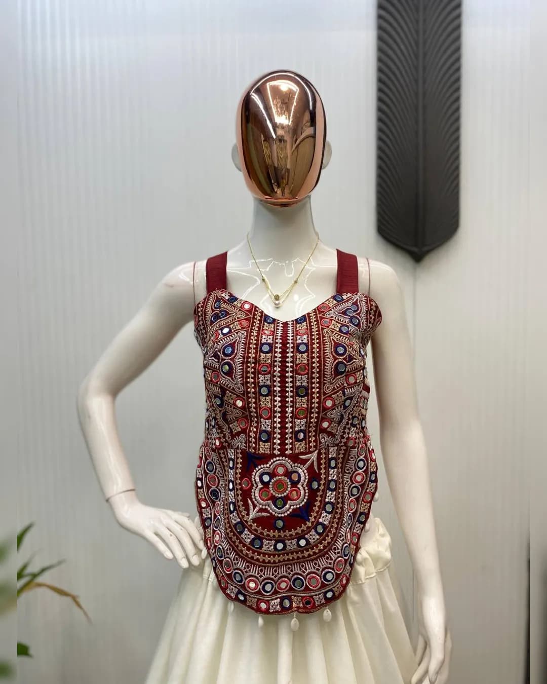 Navratri 2025 Exclusive | Full Stitched Cotton Lehenga Choli with Mirror & Gotta Lace Work alternate view