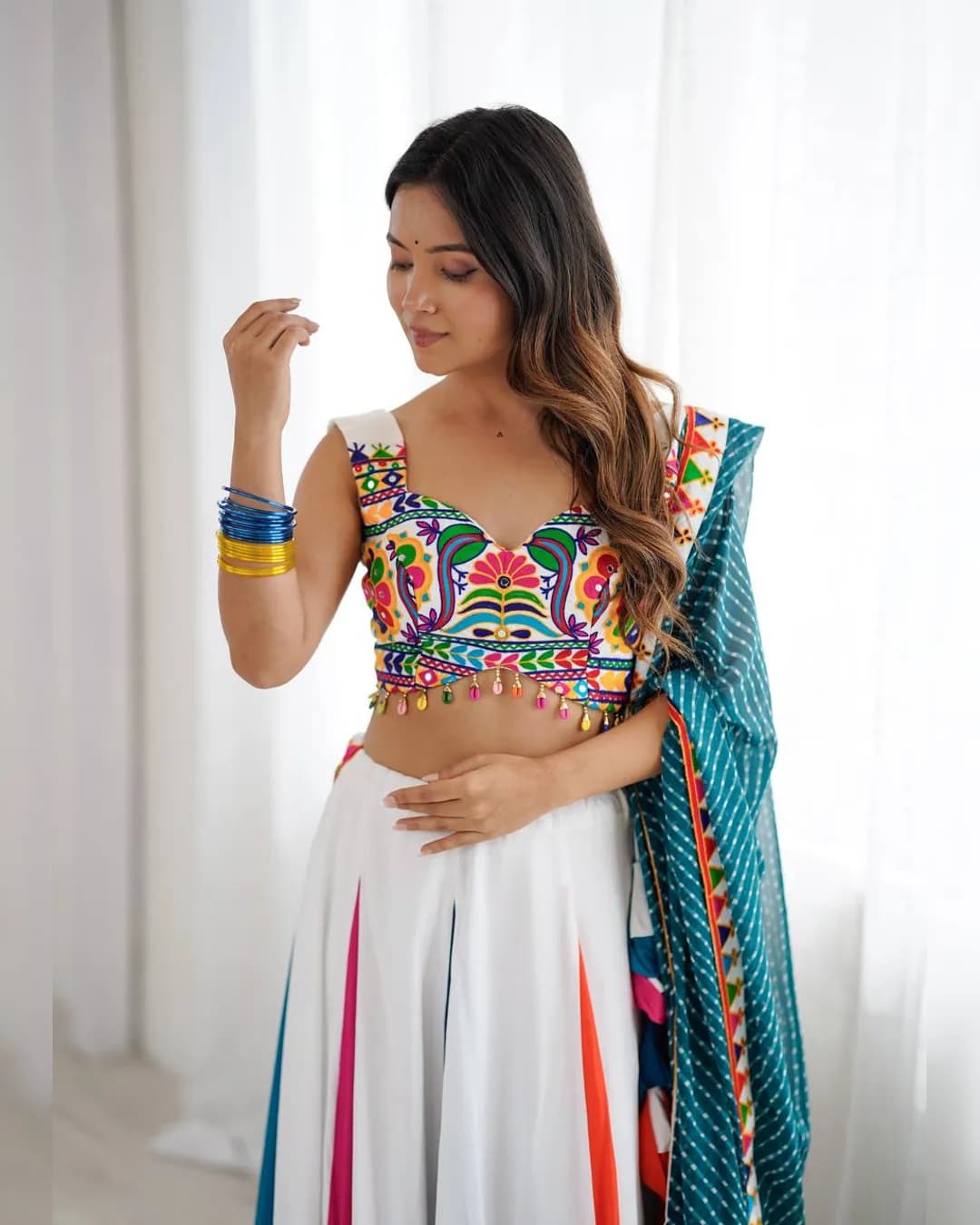 Navratri Special Lehenga Choli Set with Real Mirror & Kodi Work alternate view