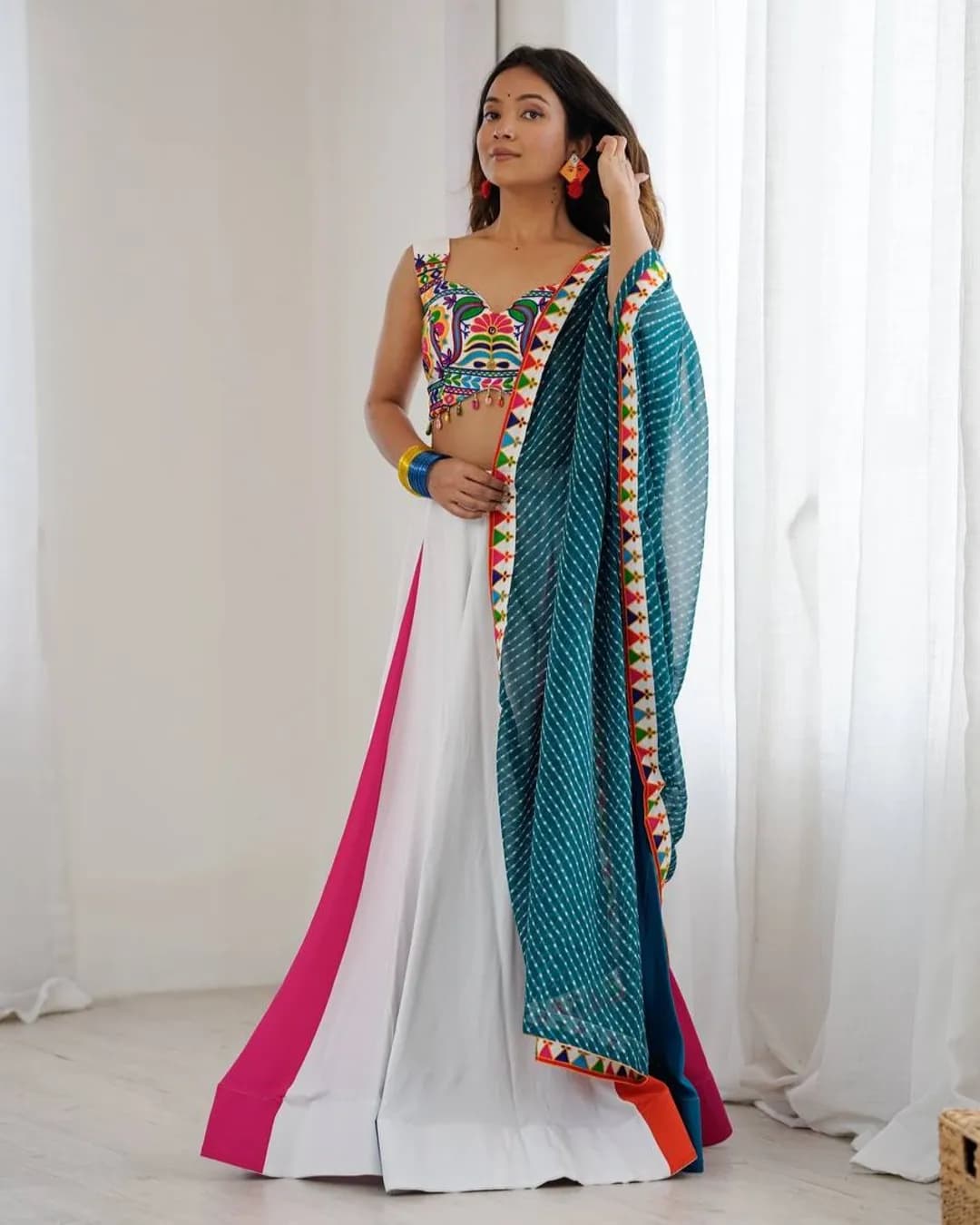 Navratri Special Lehenga Choli Set with Real Mirror & Kodi Work