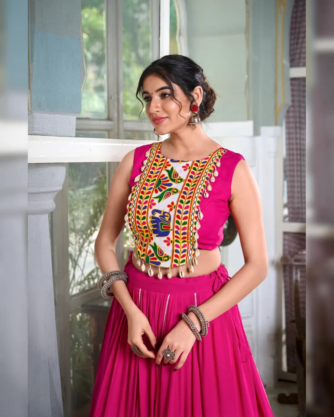 Navratri 2025 Special Rayon Lehenga with Gamthi Work Blouse alternate view