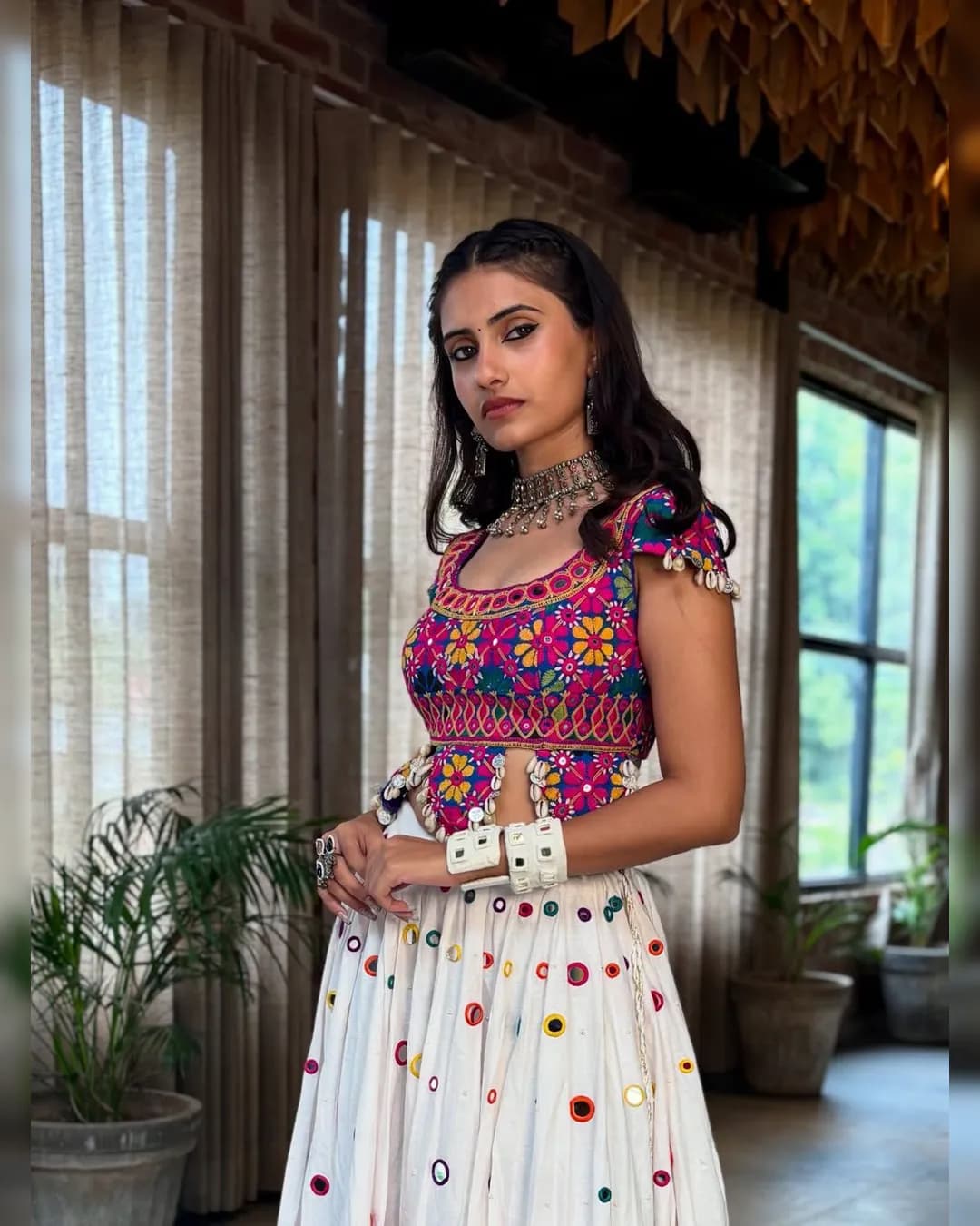 Trending Navratri Special Chaniya Choli Set | Heavy Muslin Cotton with Digital Print, Mirror & Lamp Lace Work alternate view