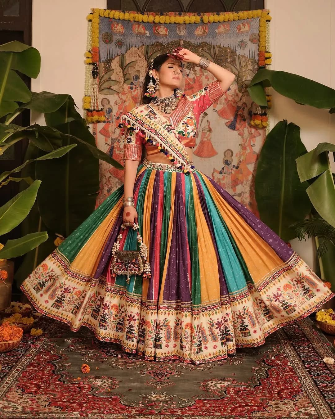 Trending Navratri Chaniya Choli Set | Heavy Muslin Cotton with Digital Print, Mirror & Lace Work alternate view