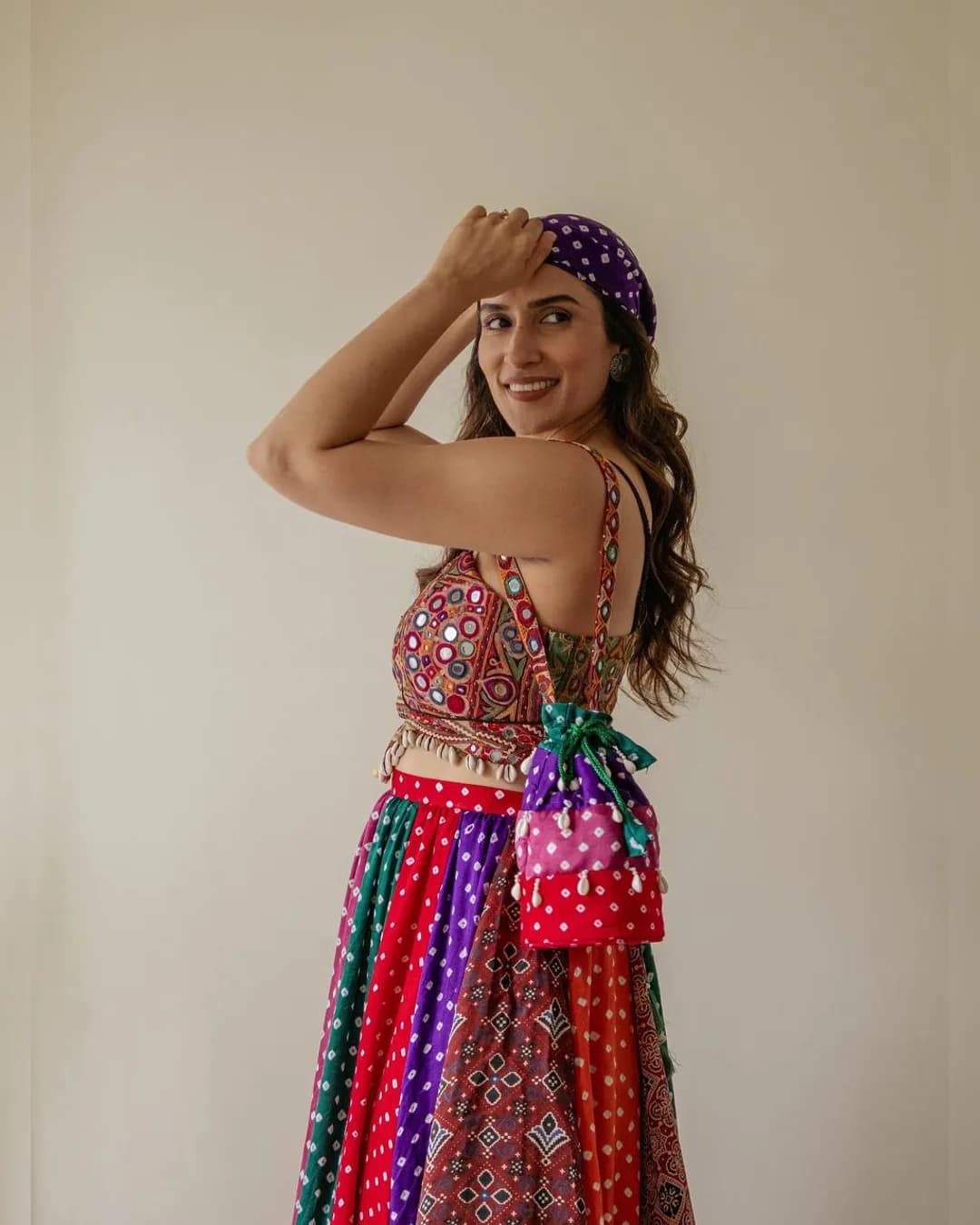 Bollywood Special Digital Print Lehenga Choli with Gamthi Mirror Work alternate view