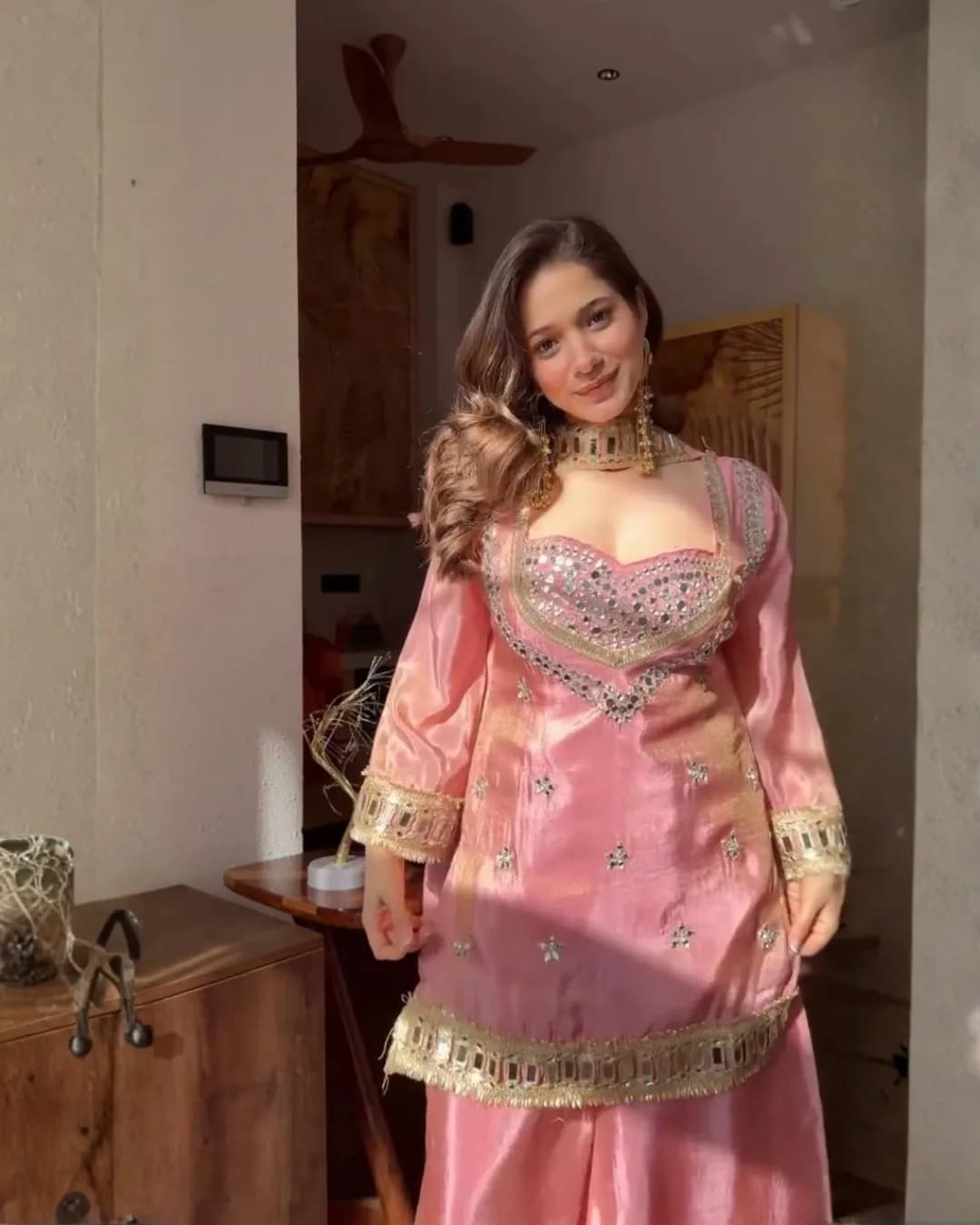Fendy Silk Mirror Work Sharara Set with Dupatta