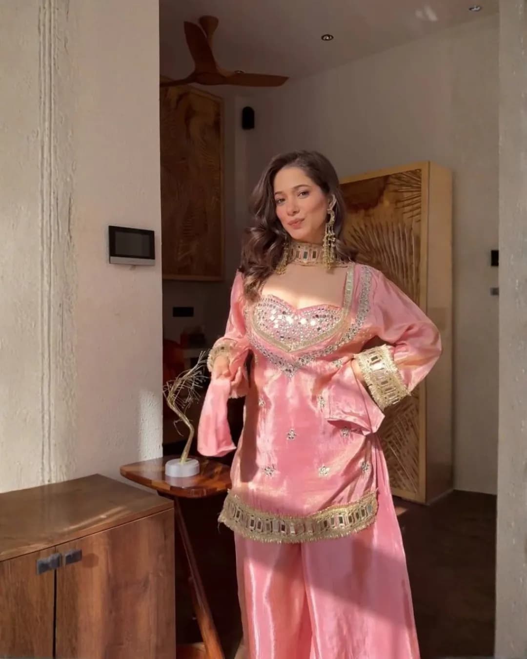 Fendy Silk Mirror Work Sharara Set with Dupatta alternate view