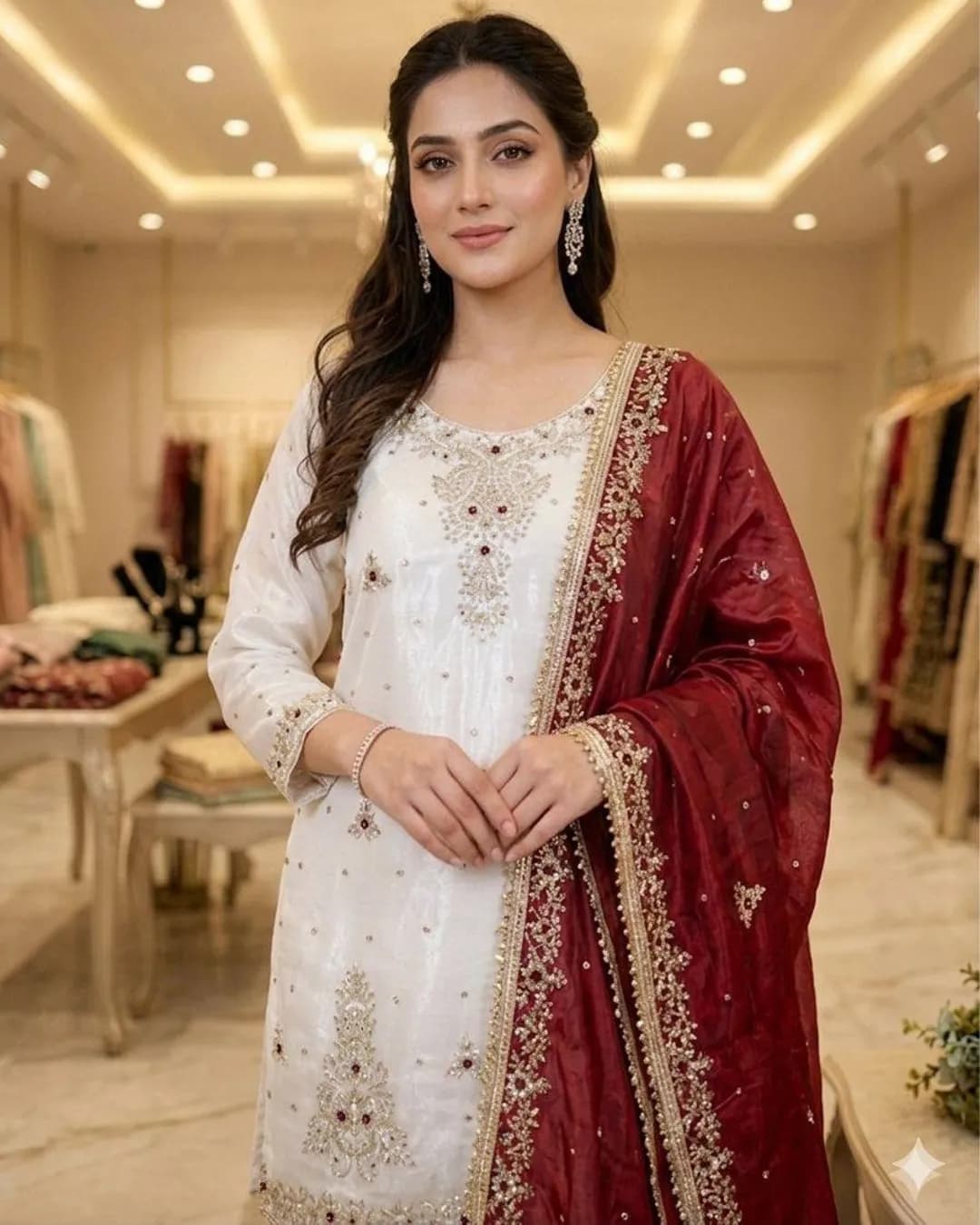 Fandy Silk Sequins Embroidered Sharara Set with Dupatta alternate view