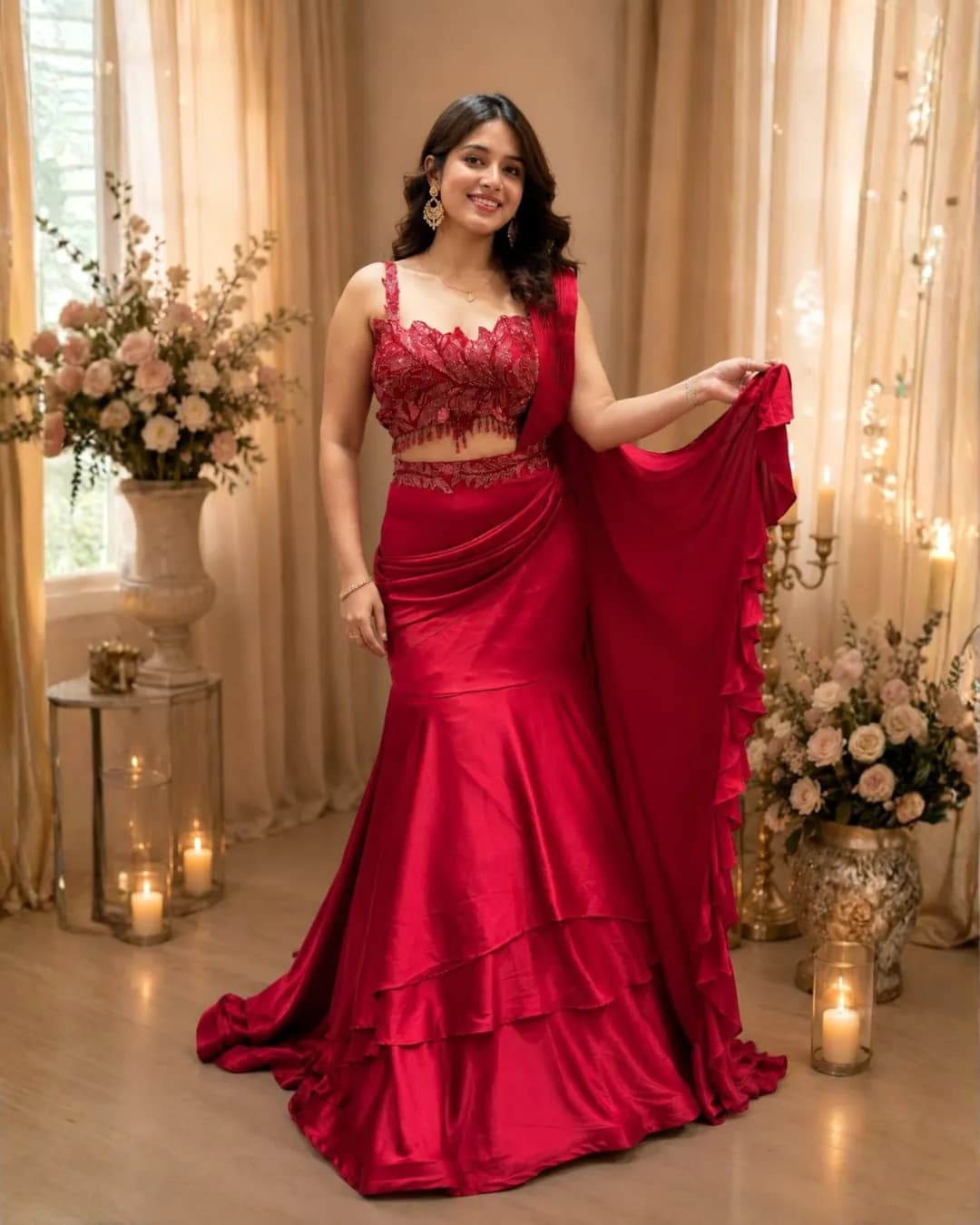 Trending Designer Lehenga Saree in Premium Crape Silk with Embroidery & Sequence Work
