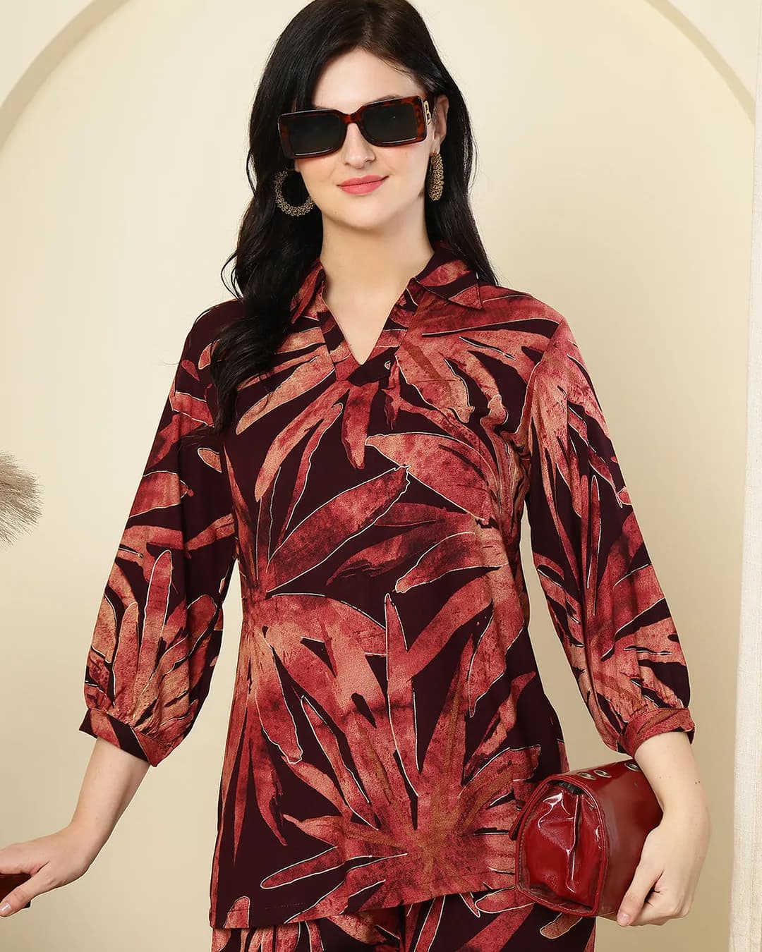 Women's Purple Floral Printed Chanderi Silk Co-Ord Set alternate view