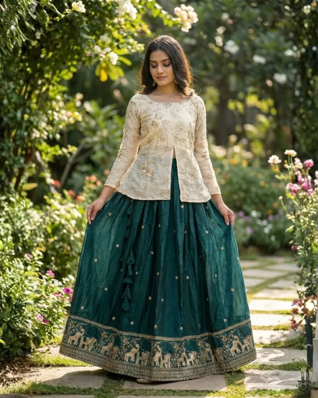 Women's Fendy Silk Embroidered Lehenga Choli Set alternate view