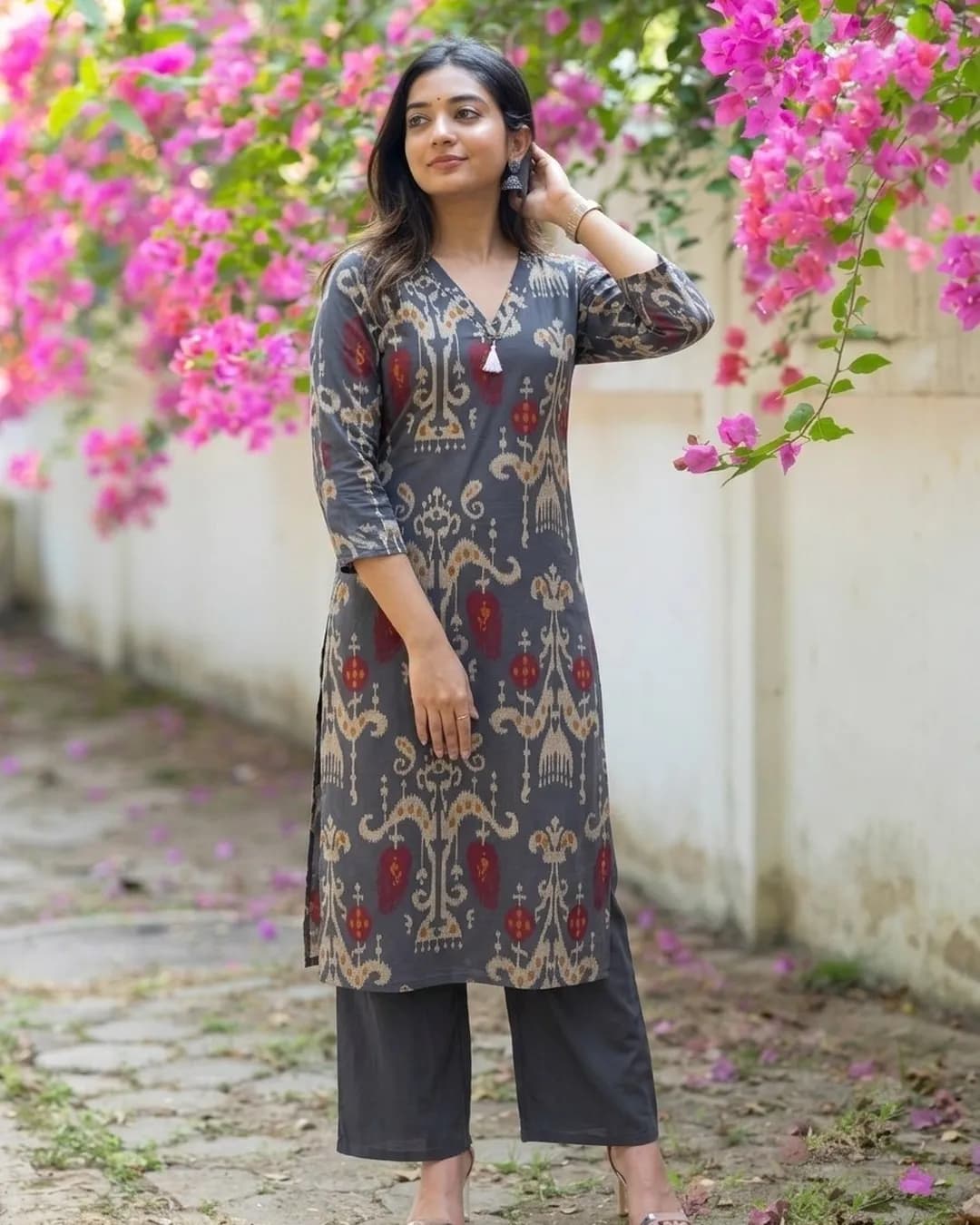 Women's Premium Cotton Co-Ord Set with V-Neck & Side Pocket