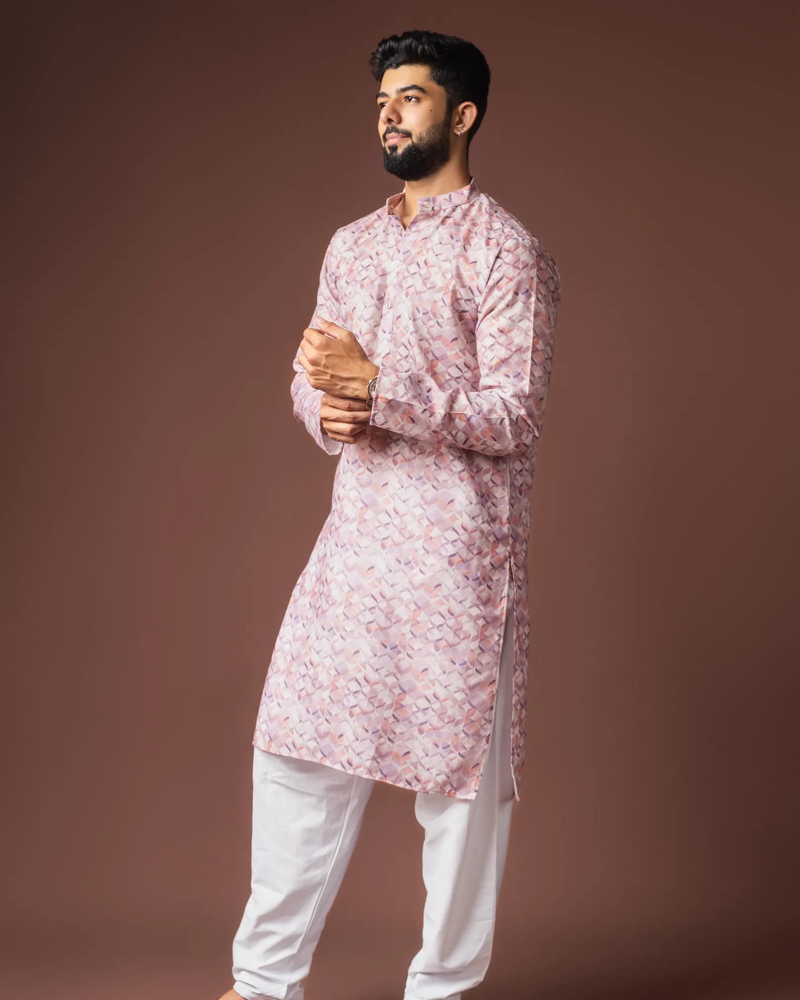 Premium Men’s Festive Wear Blended Linen Kurta with Cotton Bottom Set alternate view