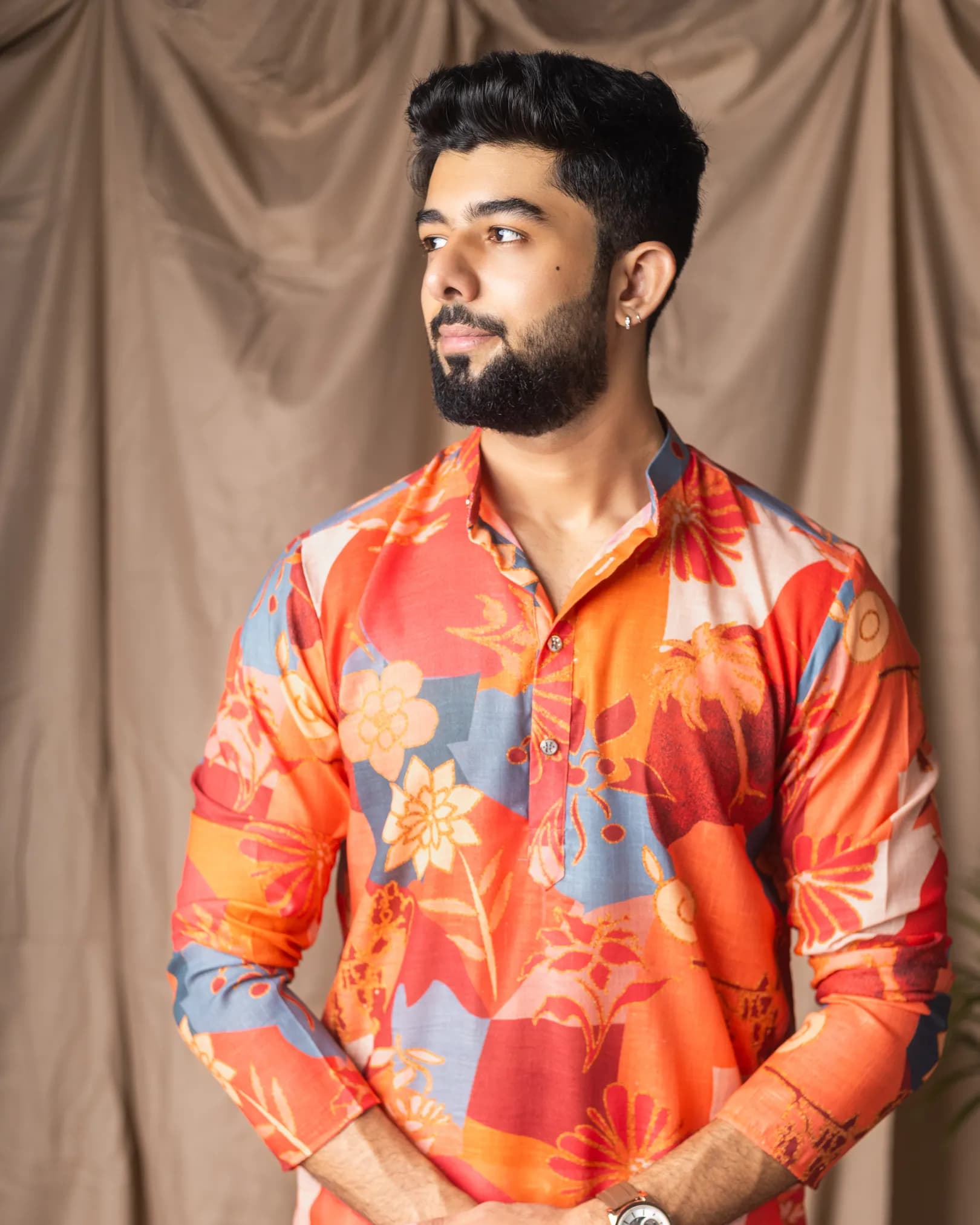 Premium Men’s Festive Wear Blended Linen Kurta with Cotton Bottom Set – Weaved Ethnic Collection alternate view