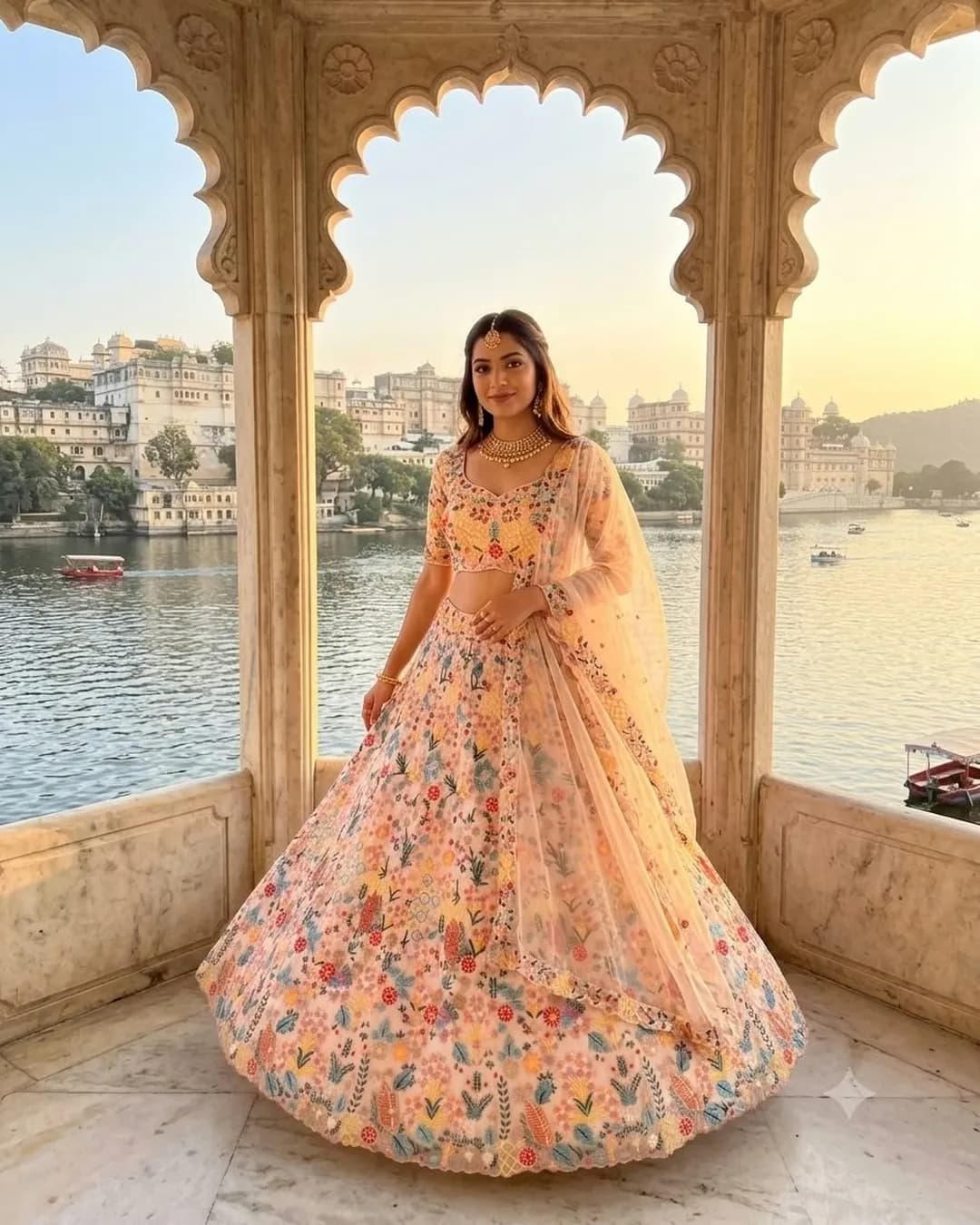 Trending Butterfly Soft Net Lehenga with Multicolor Thread Embroidery, Heavy Cancan & Canvas alternate view