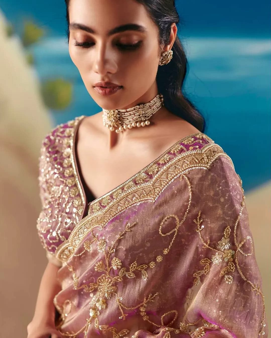 Premium Heavy Fendy Silk Beads & Sequin Work Saree alternate view