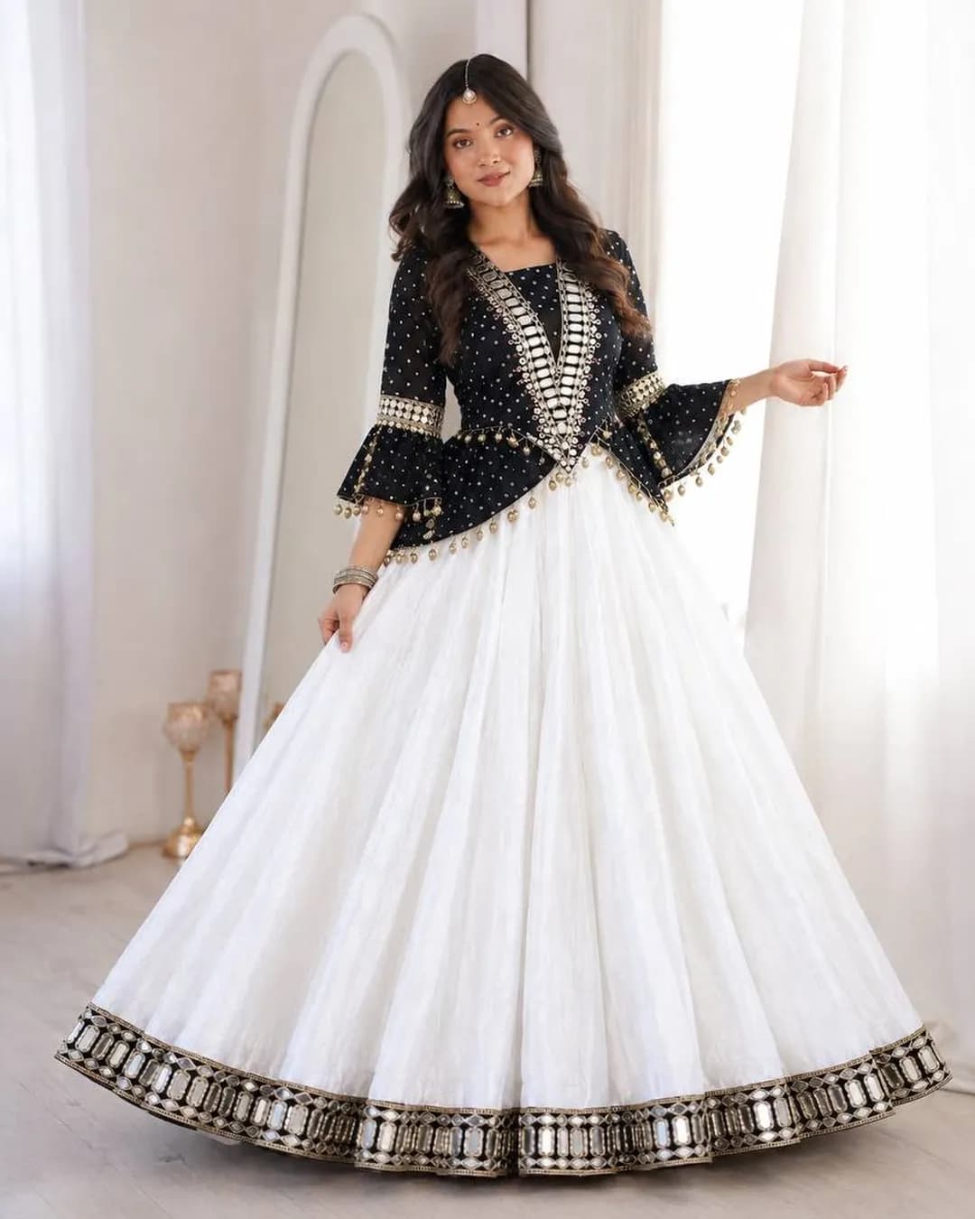 Designer Fox Georgette Side-Cut Kurti & Chinon Lehenga Set