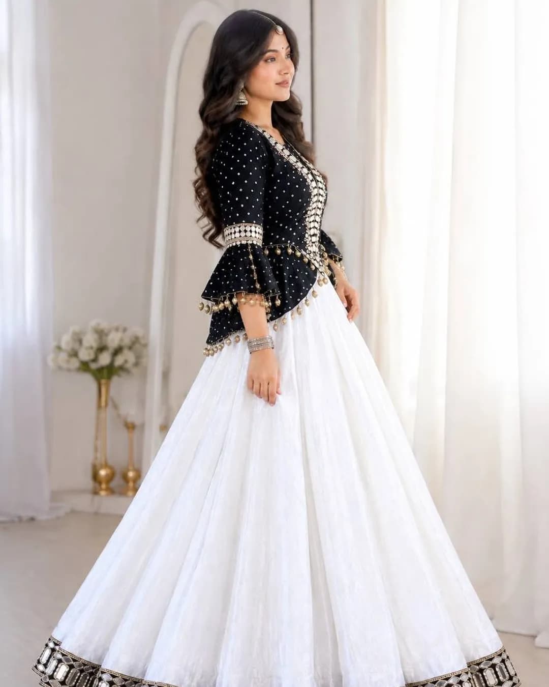 Designer Fox Georgette Side-Cut Kurti & Chinon Lehenga Set alternate view